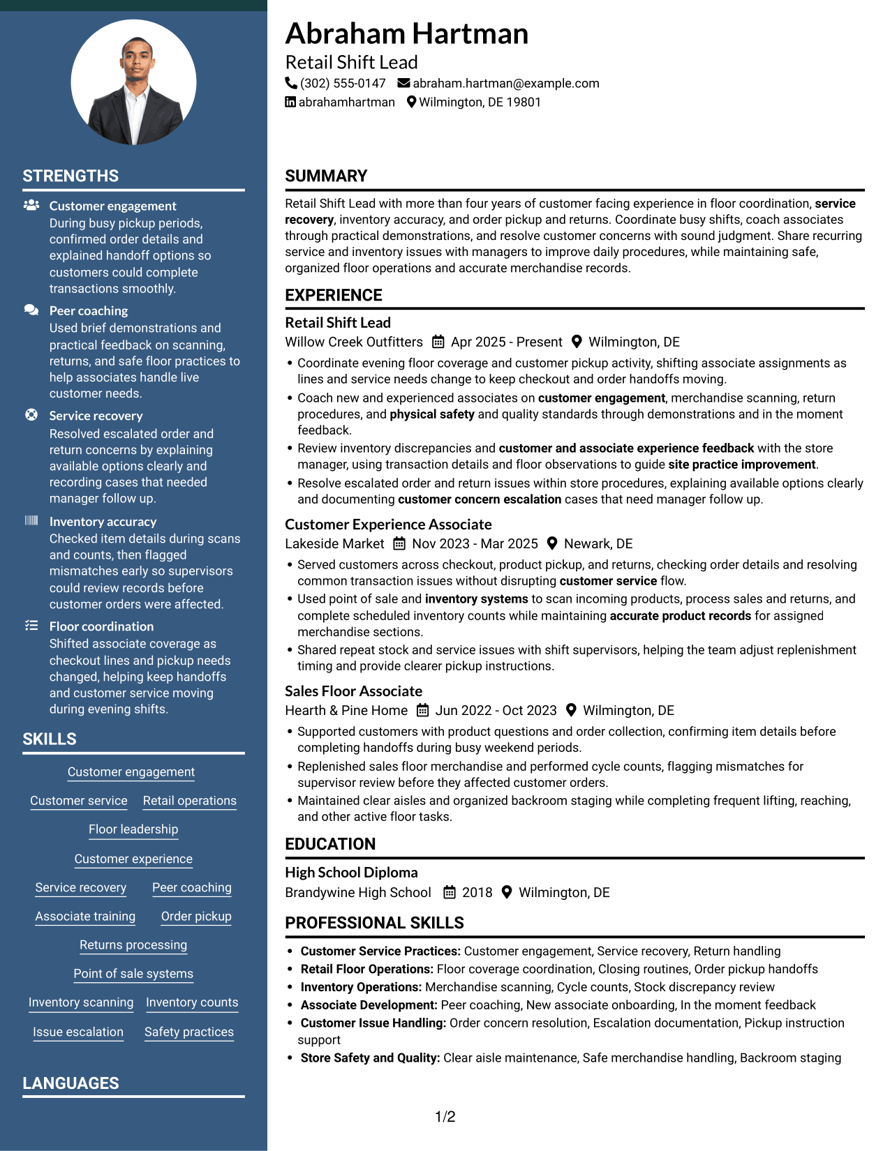 Resume example — page 1