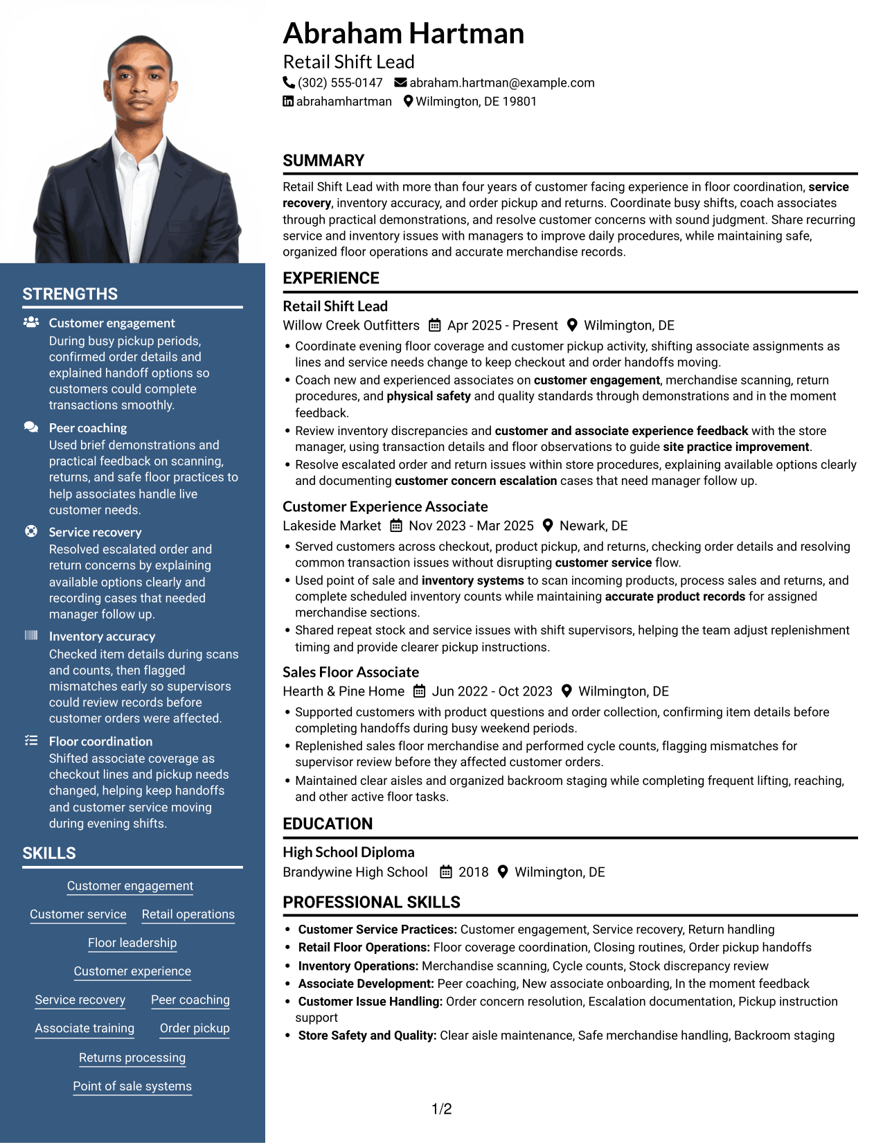 Resume example — page 1