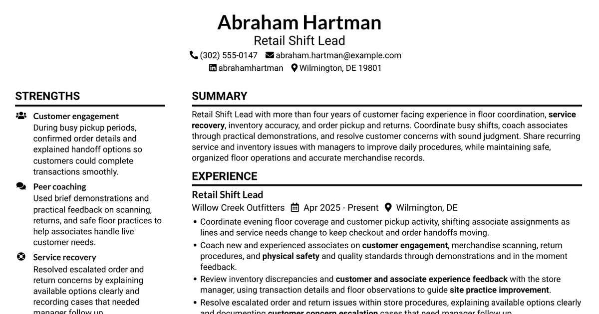 7 Retail Lead Associate - Customer Experience Operations Resume Templates with Example