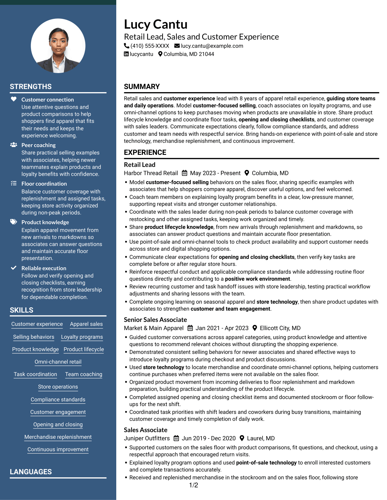 Resume example — page 1