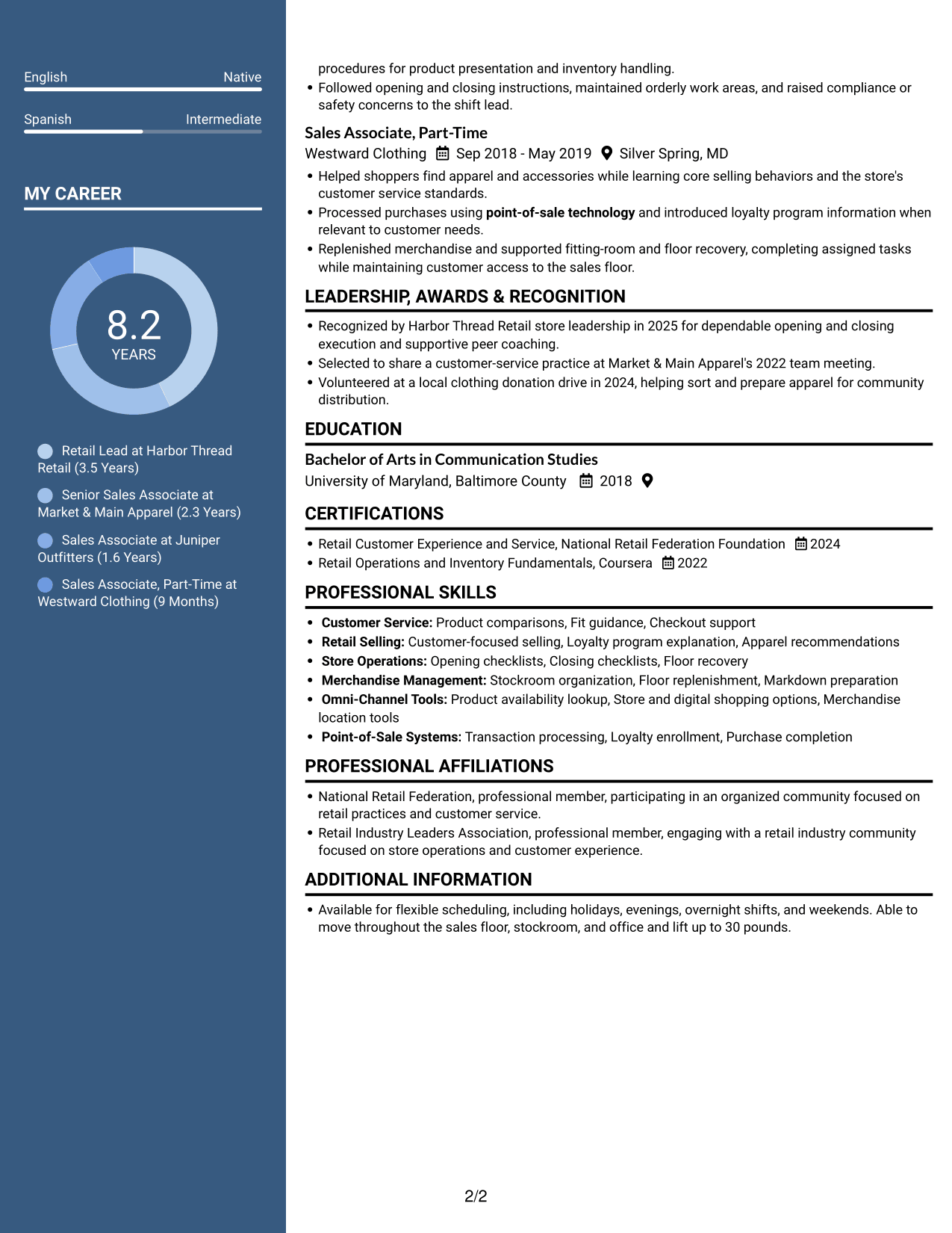 Resume example — page 2