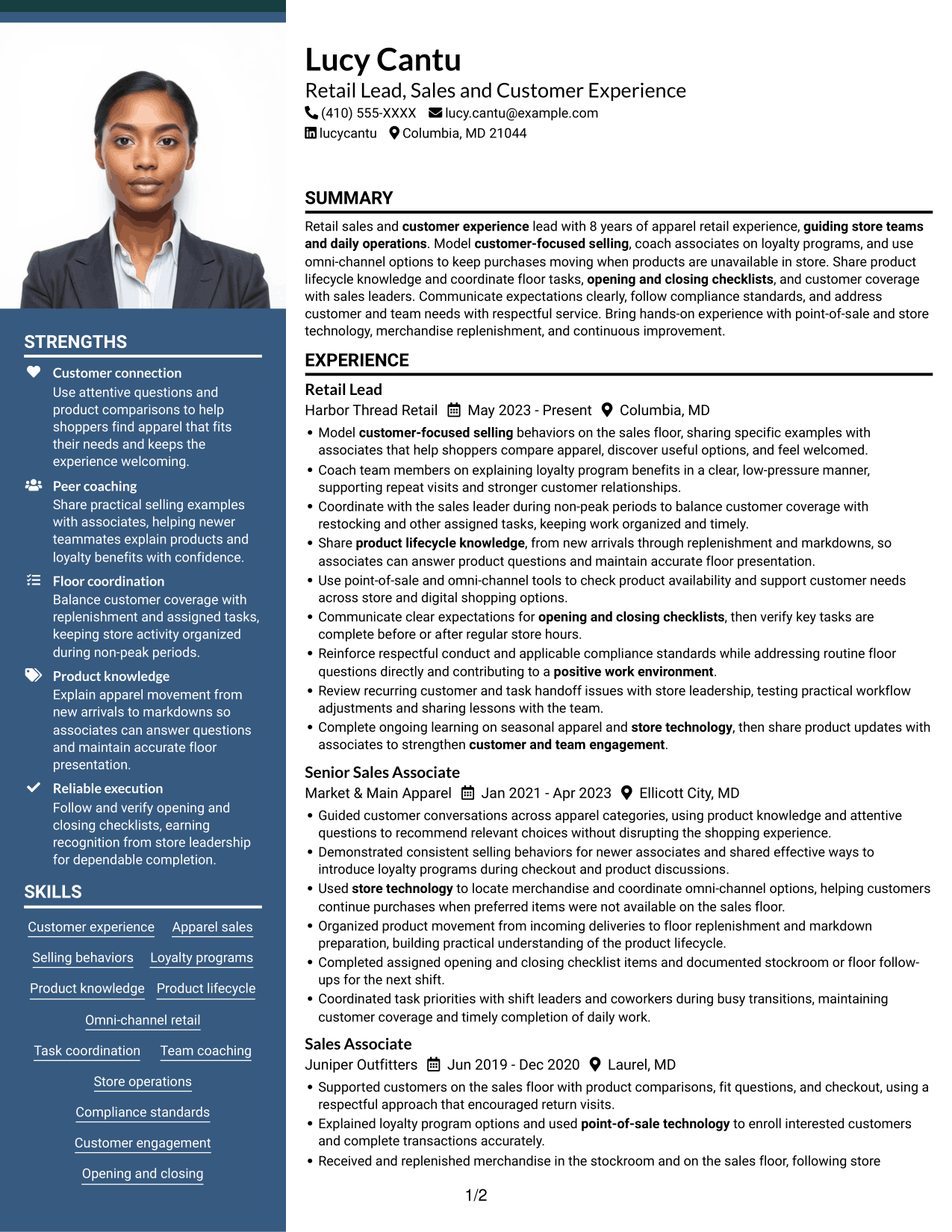 Resume example — page 1