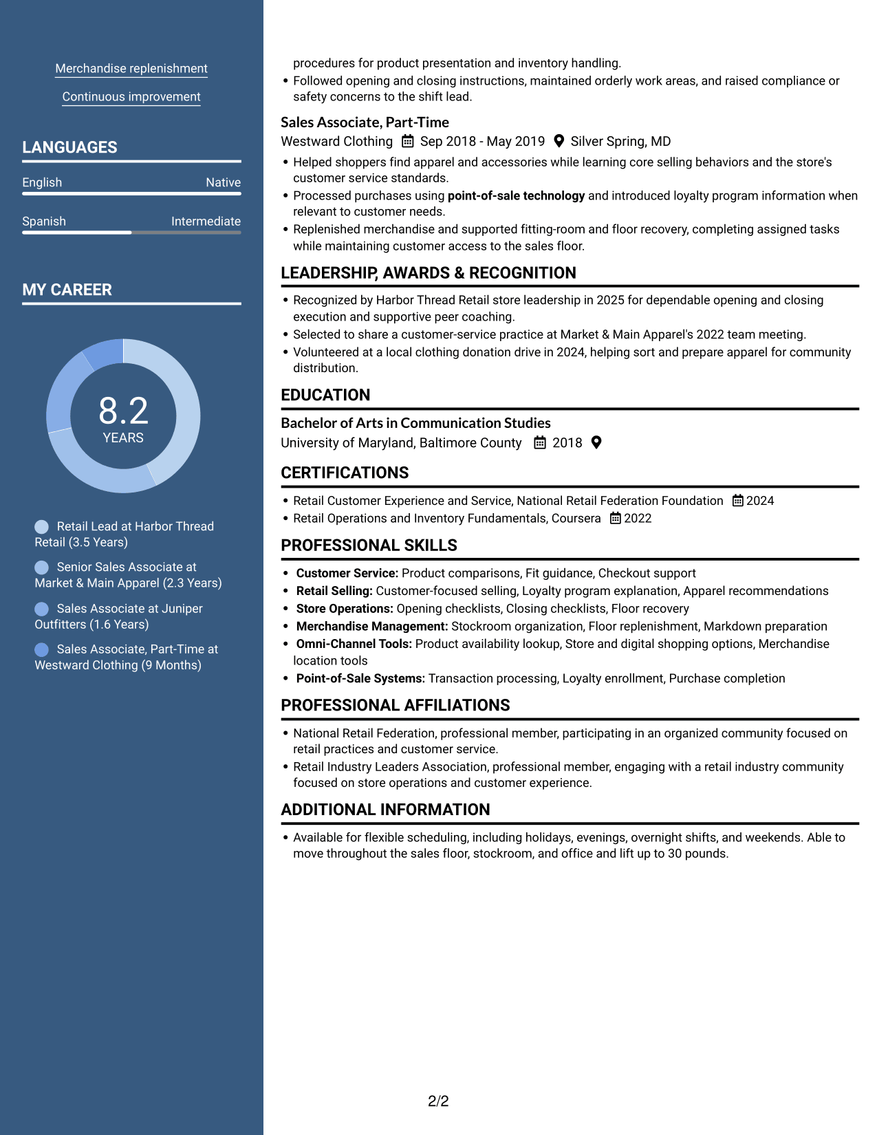 Resume example — page 2