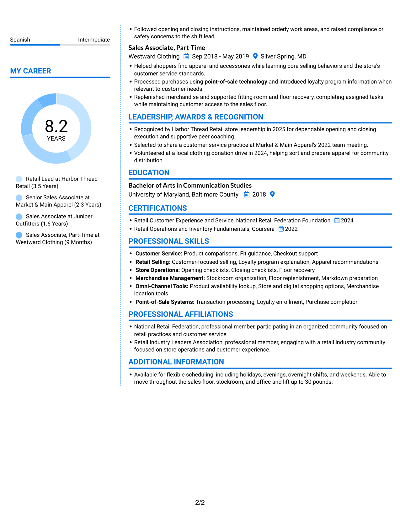 Resume example — page 2