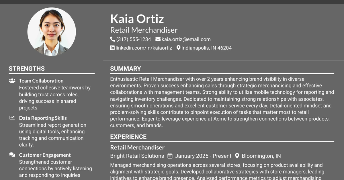 33 Retail Merchandiser Resume Templates with Example 2026 (ATS-Optimized)