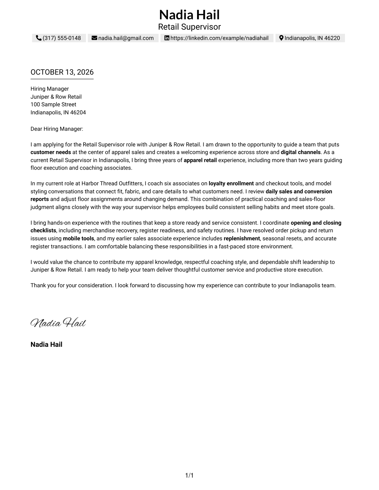 Text/Fang Style Cover Letter Preview