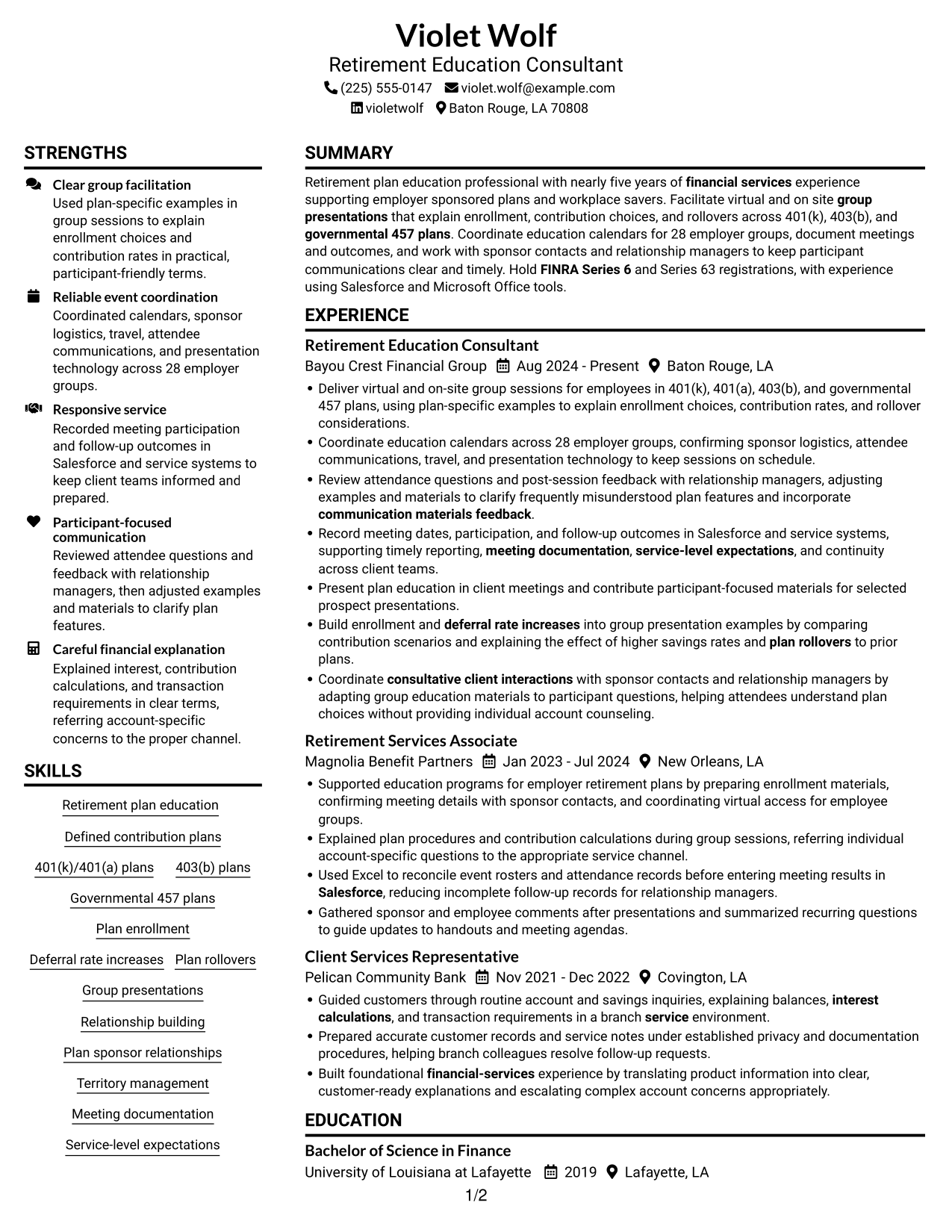 Resume example — page 1