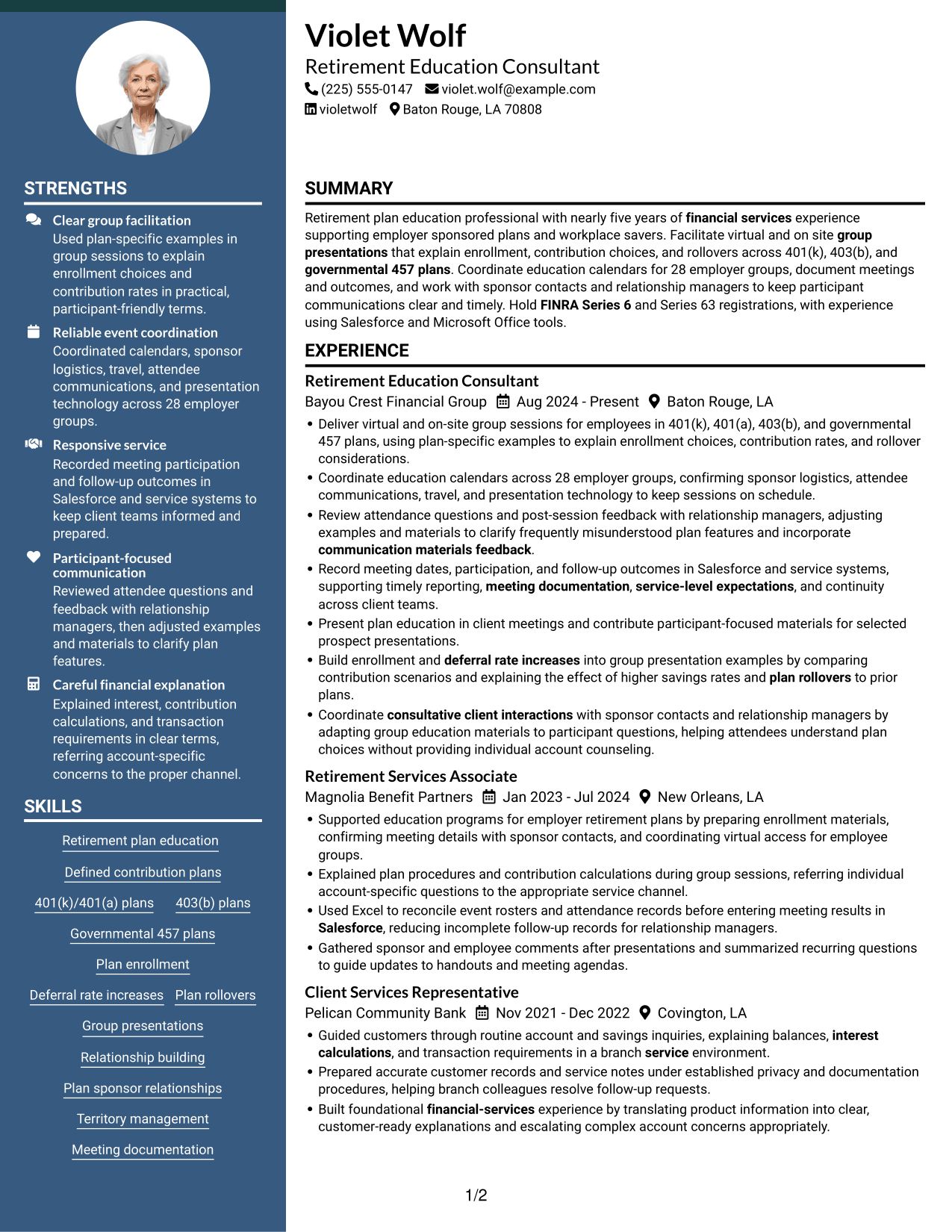 Resume example — page 1