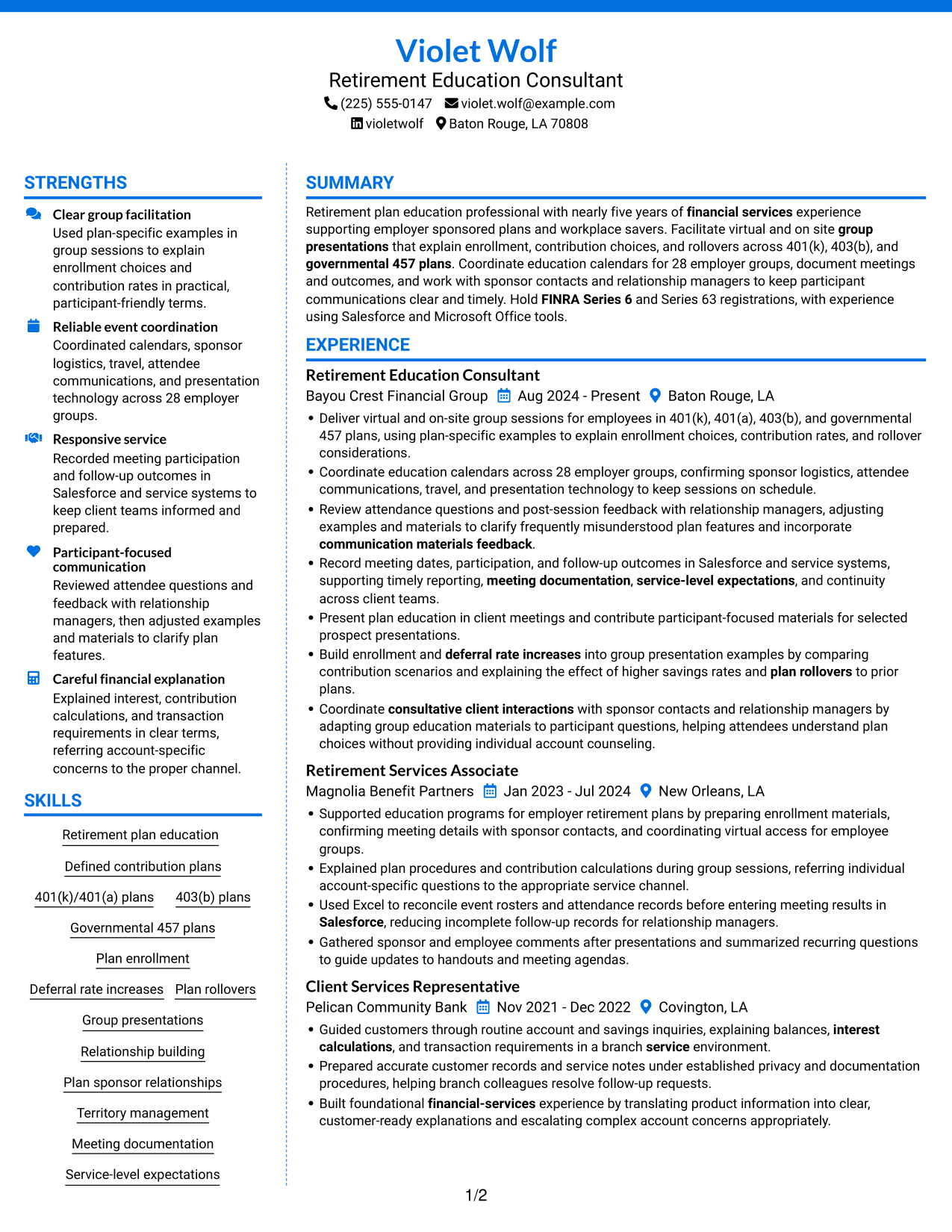 Resume example — page 1