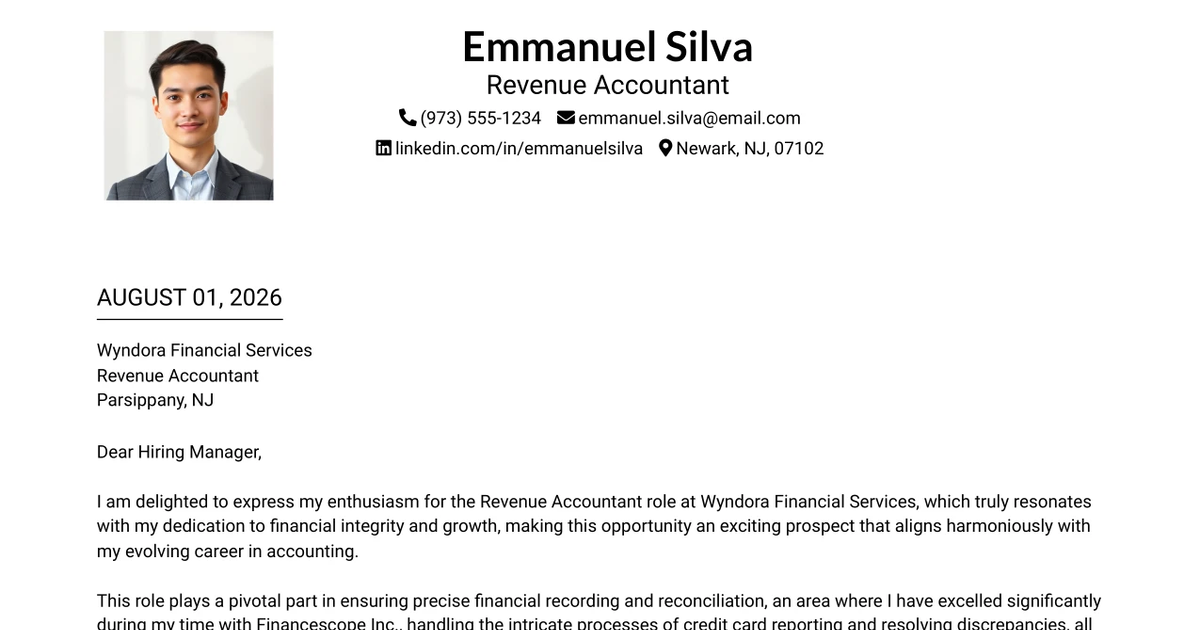 30+ Revenue Accountant Cover Letter Templates with Example 2026