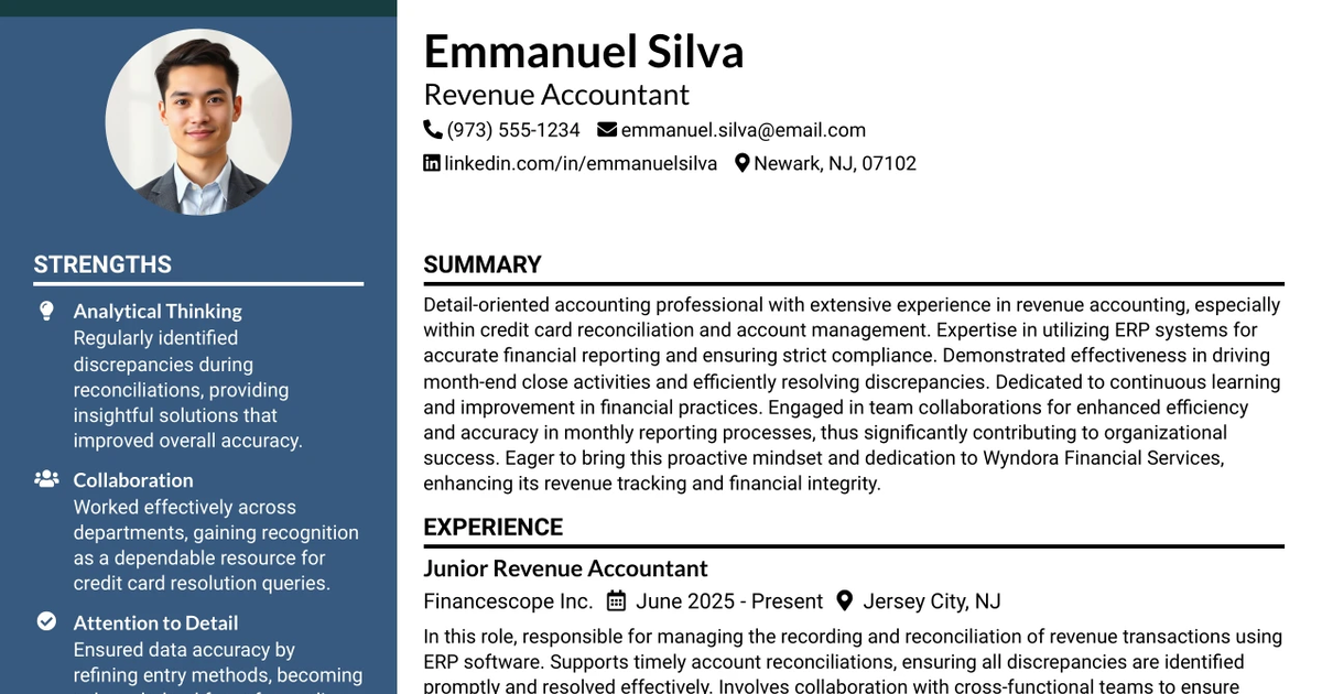 33 Revenue Accountant Resume Templates with Example 2026 (ATS-Optimized)