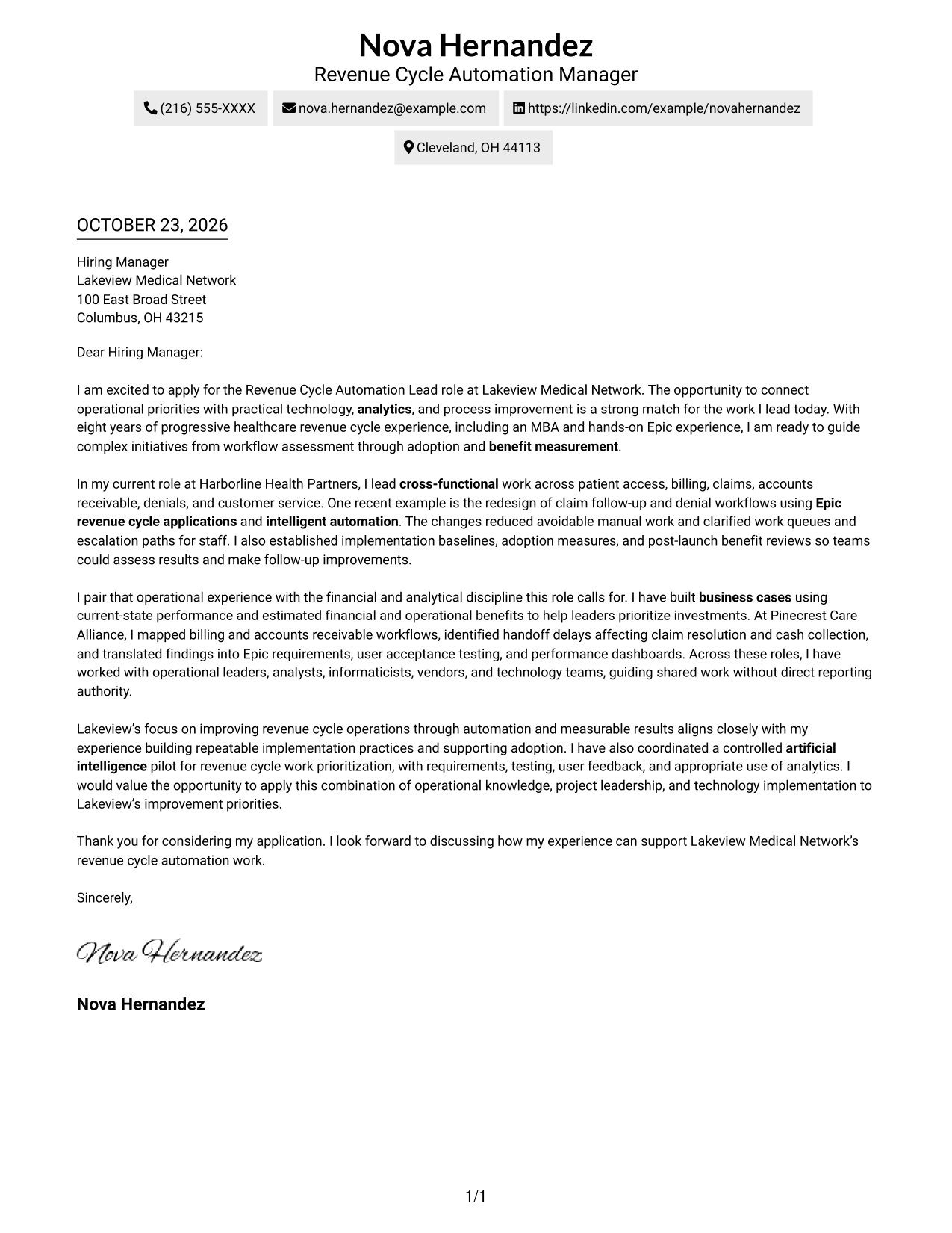 Cover letter example — page 1