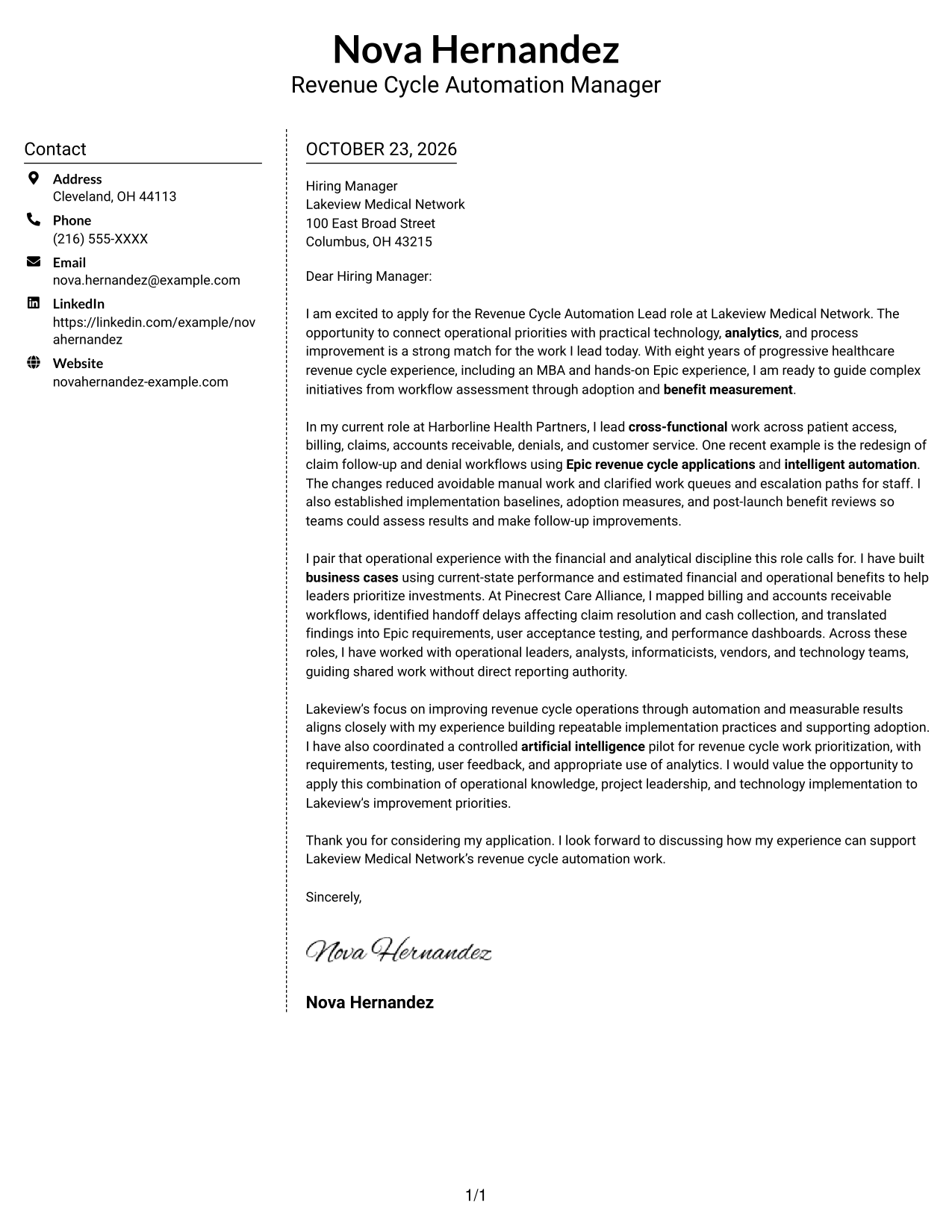 Cover letter example — page 1