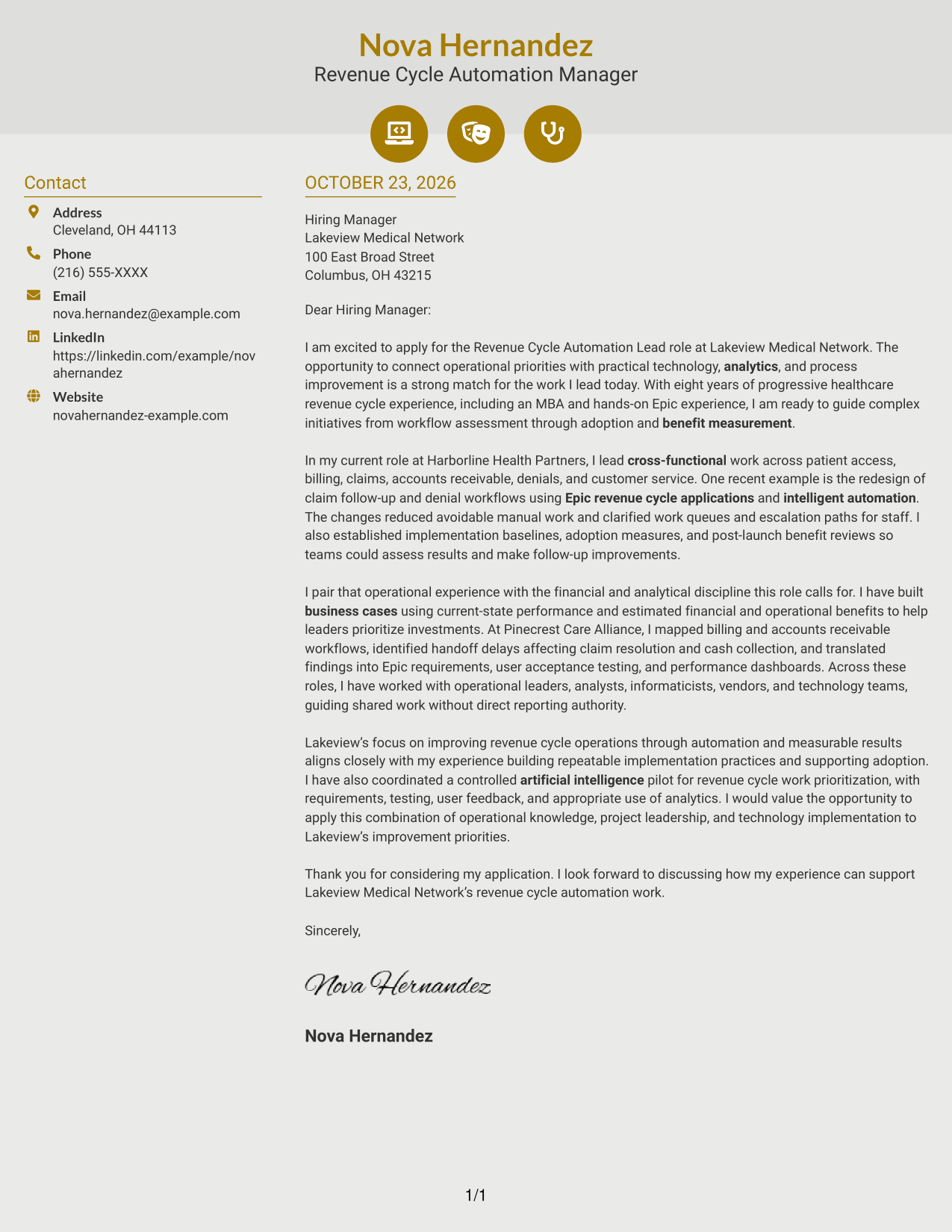 Cover letter example — page 1