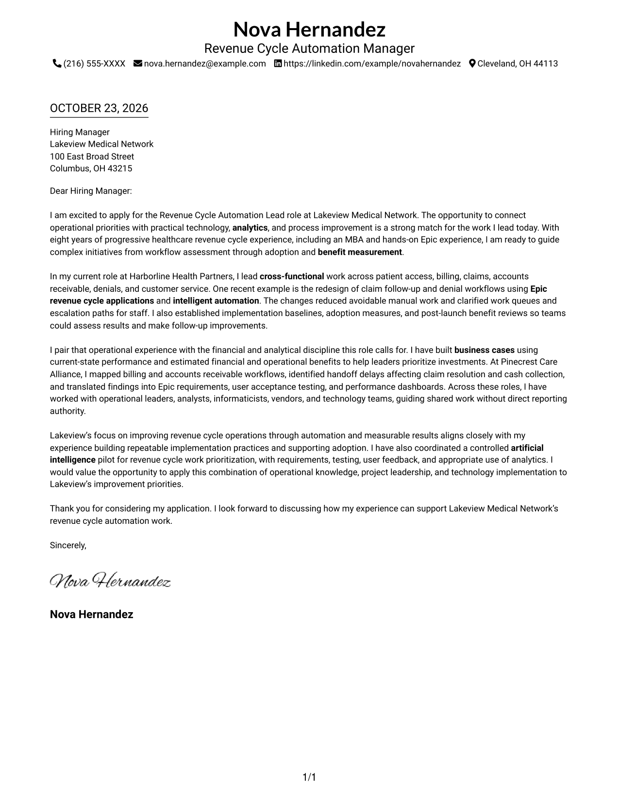 Cover letter example — page 1