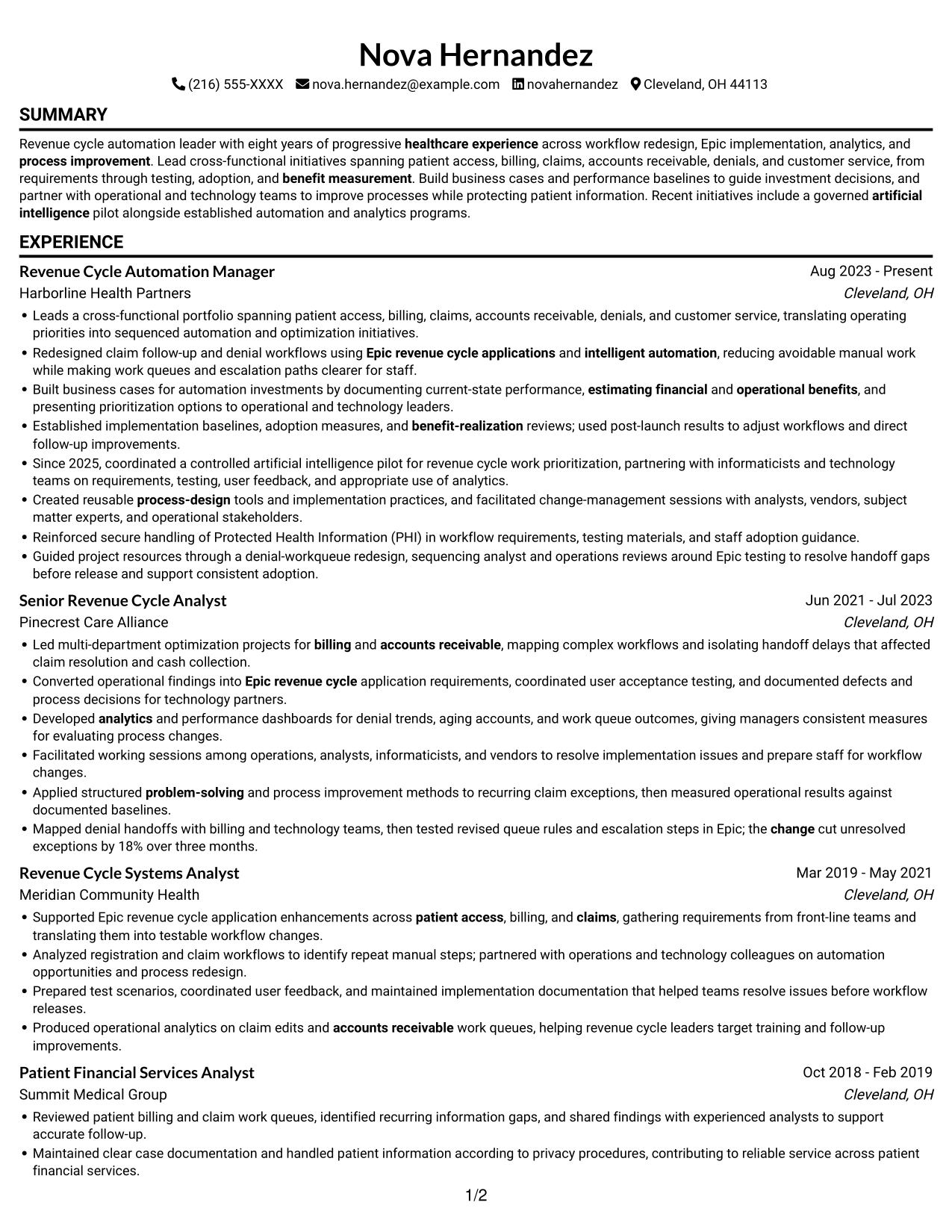 Resume example — page 1