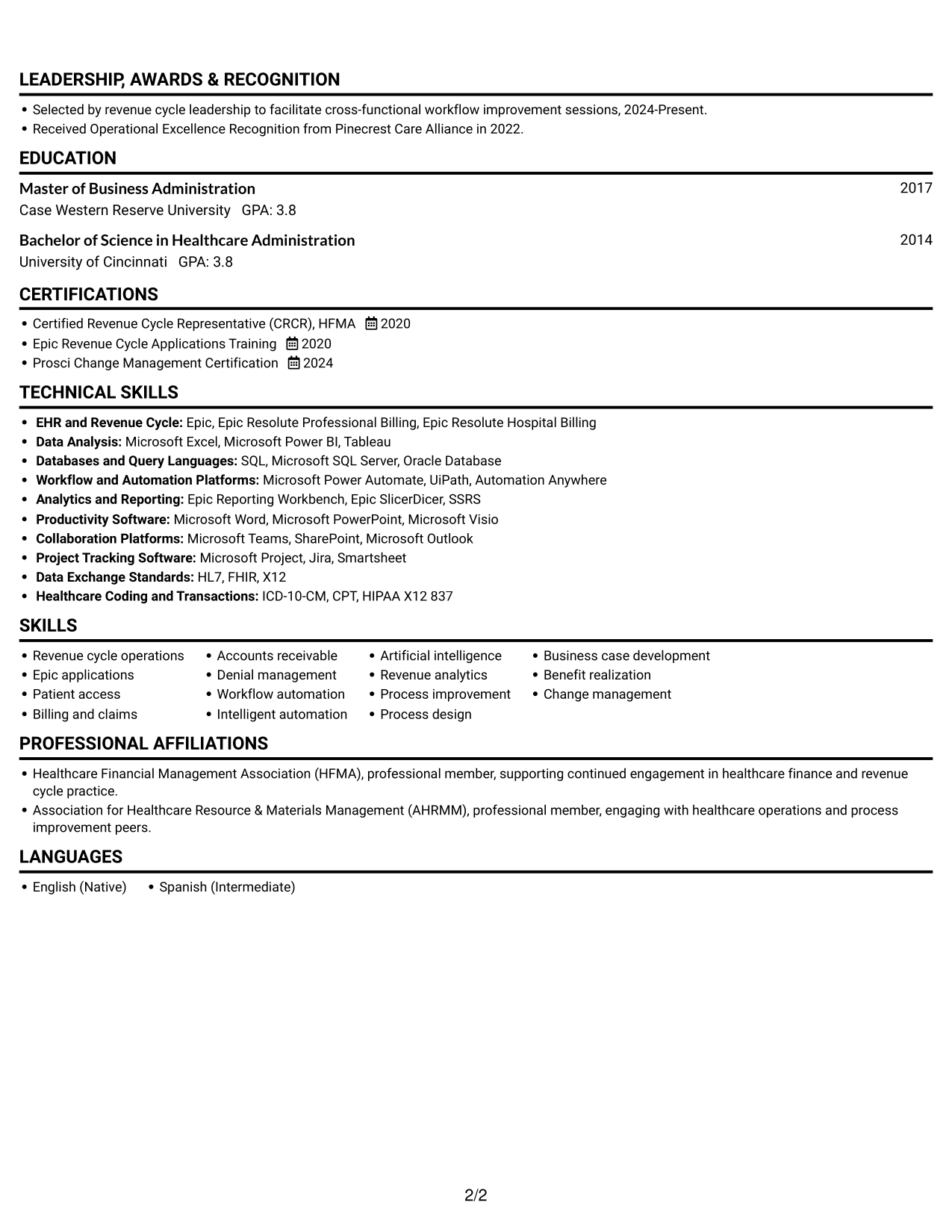 Resume example — page 2