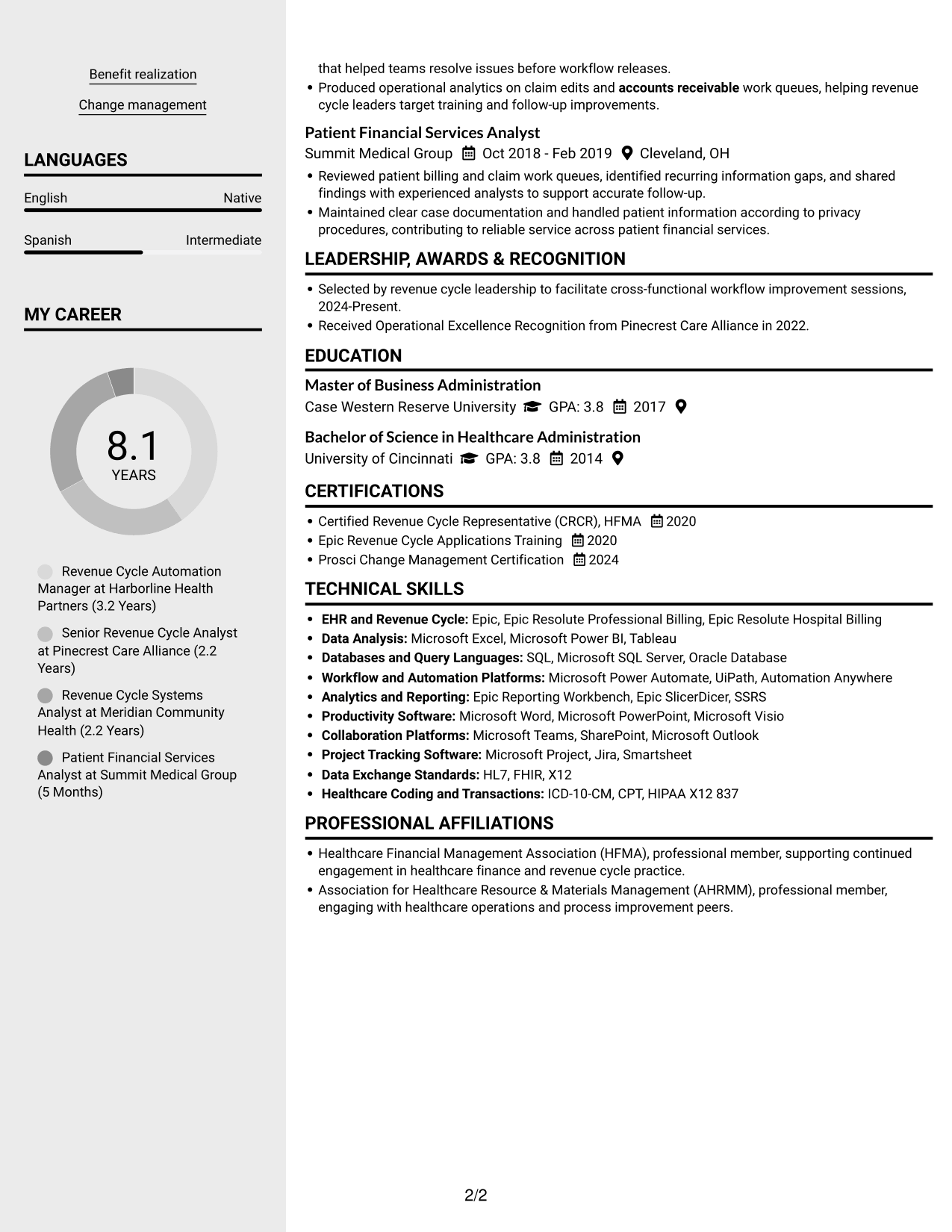 Resume example — page 2