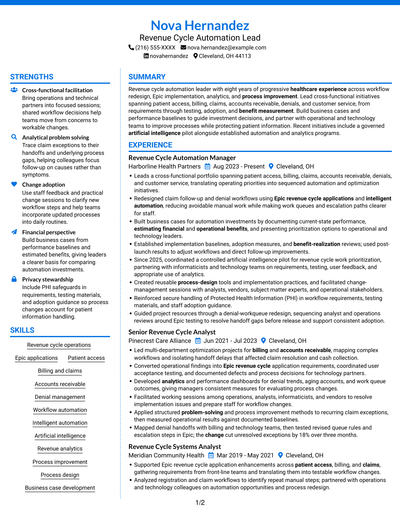 Resume example — page 1