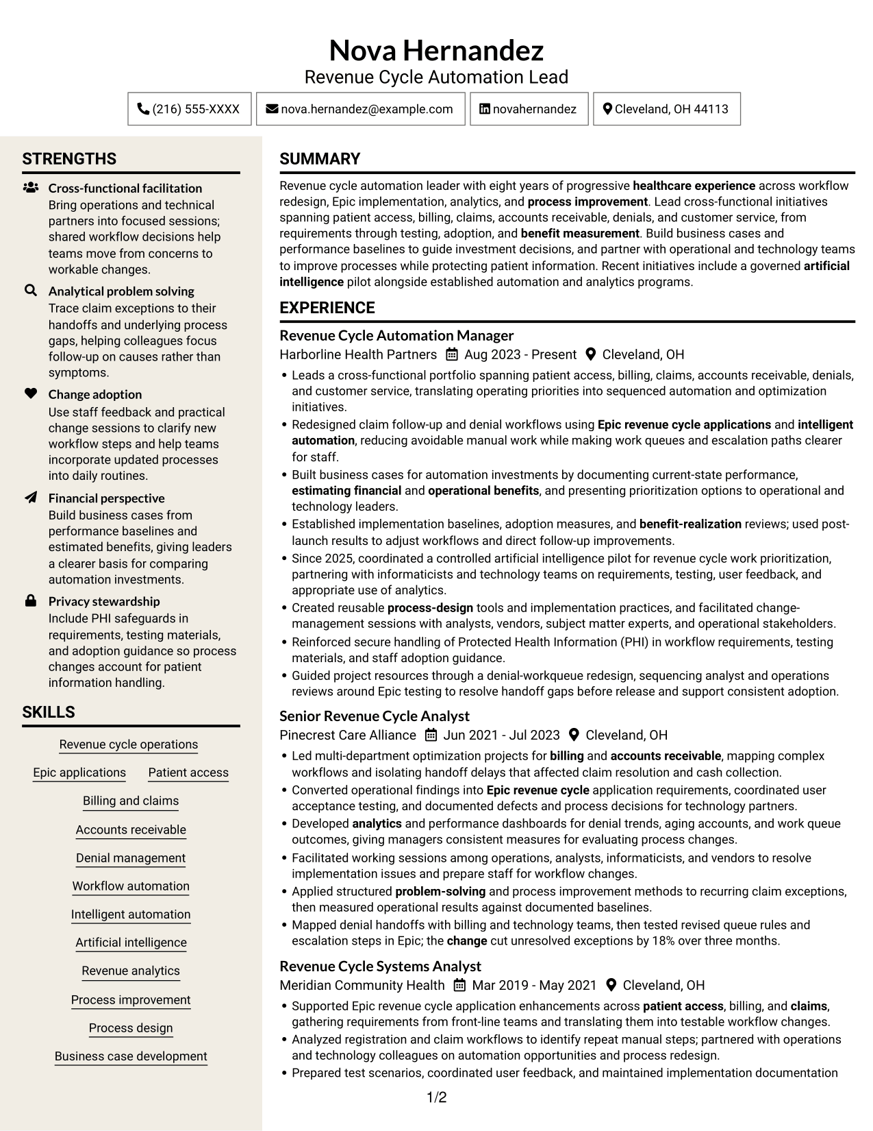 Resume example — page 1