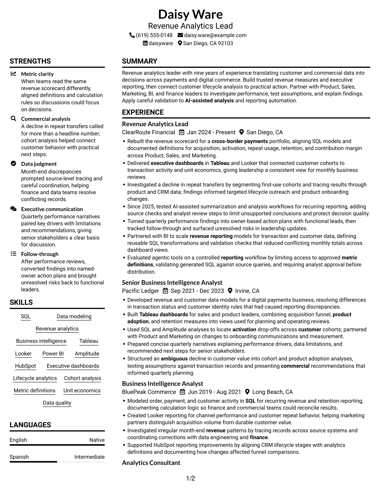 Resume example — page 1