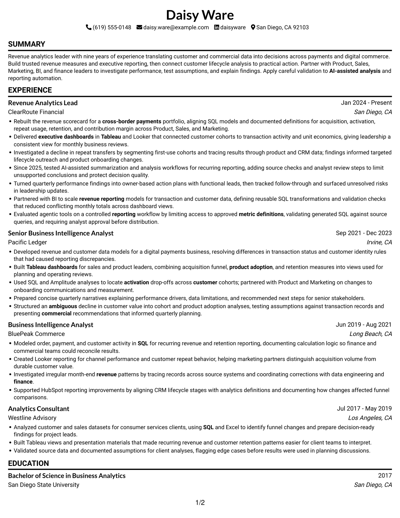 Resume example — page 1