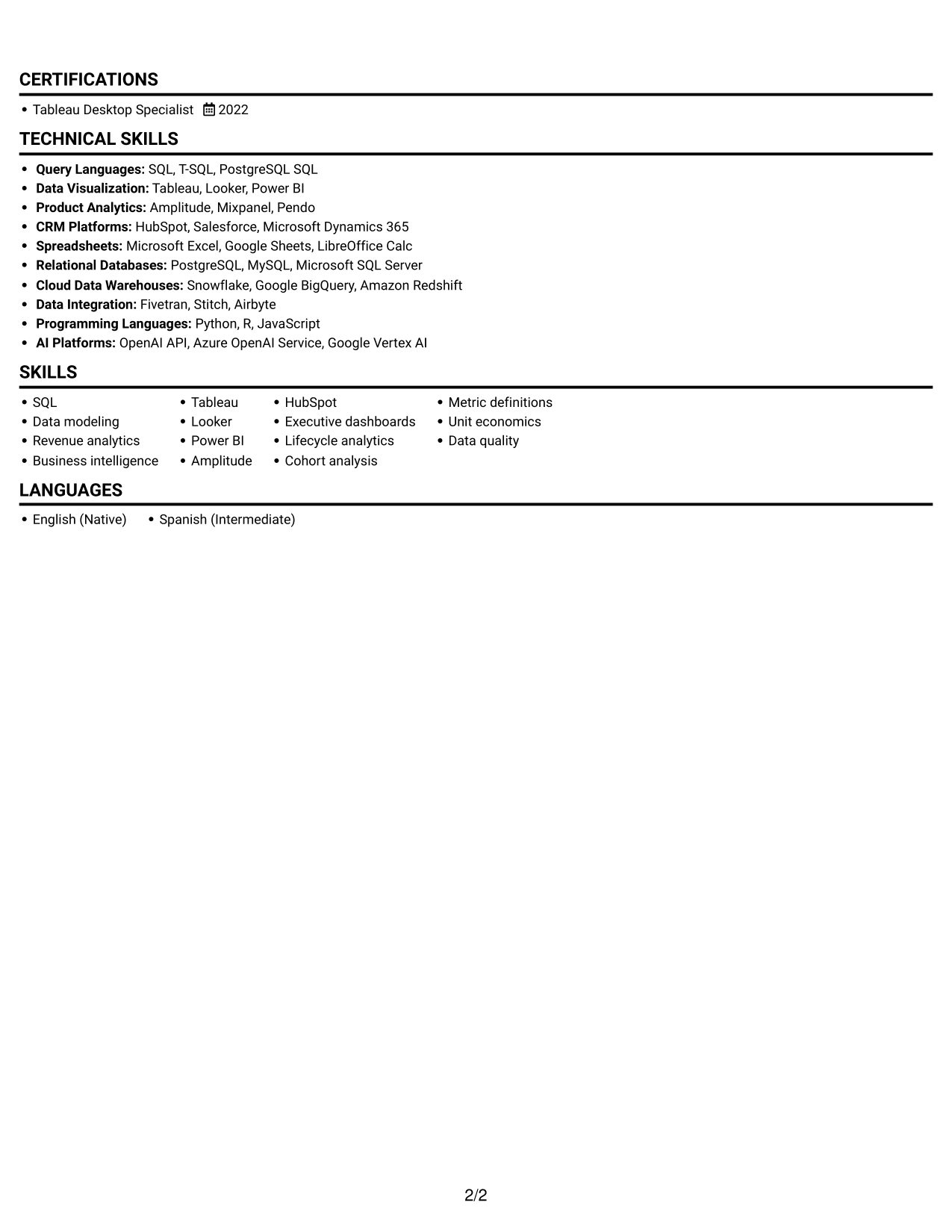 Resume example — page 2