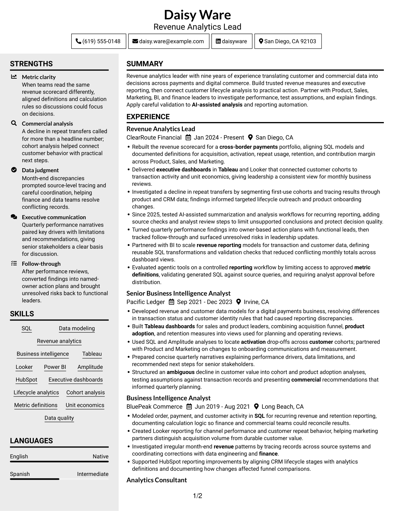 Resume example — page 1