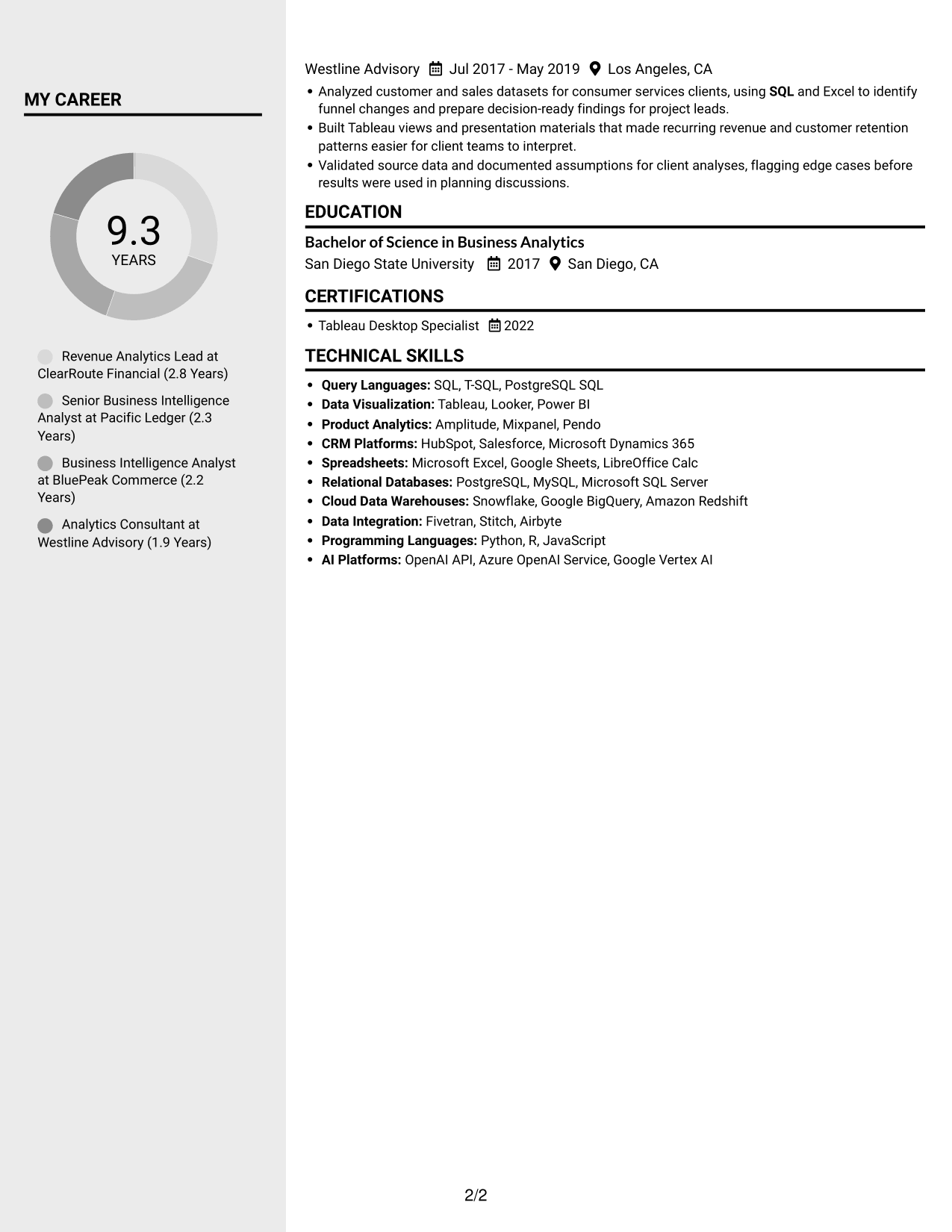 Resume example — page 2
