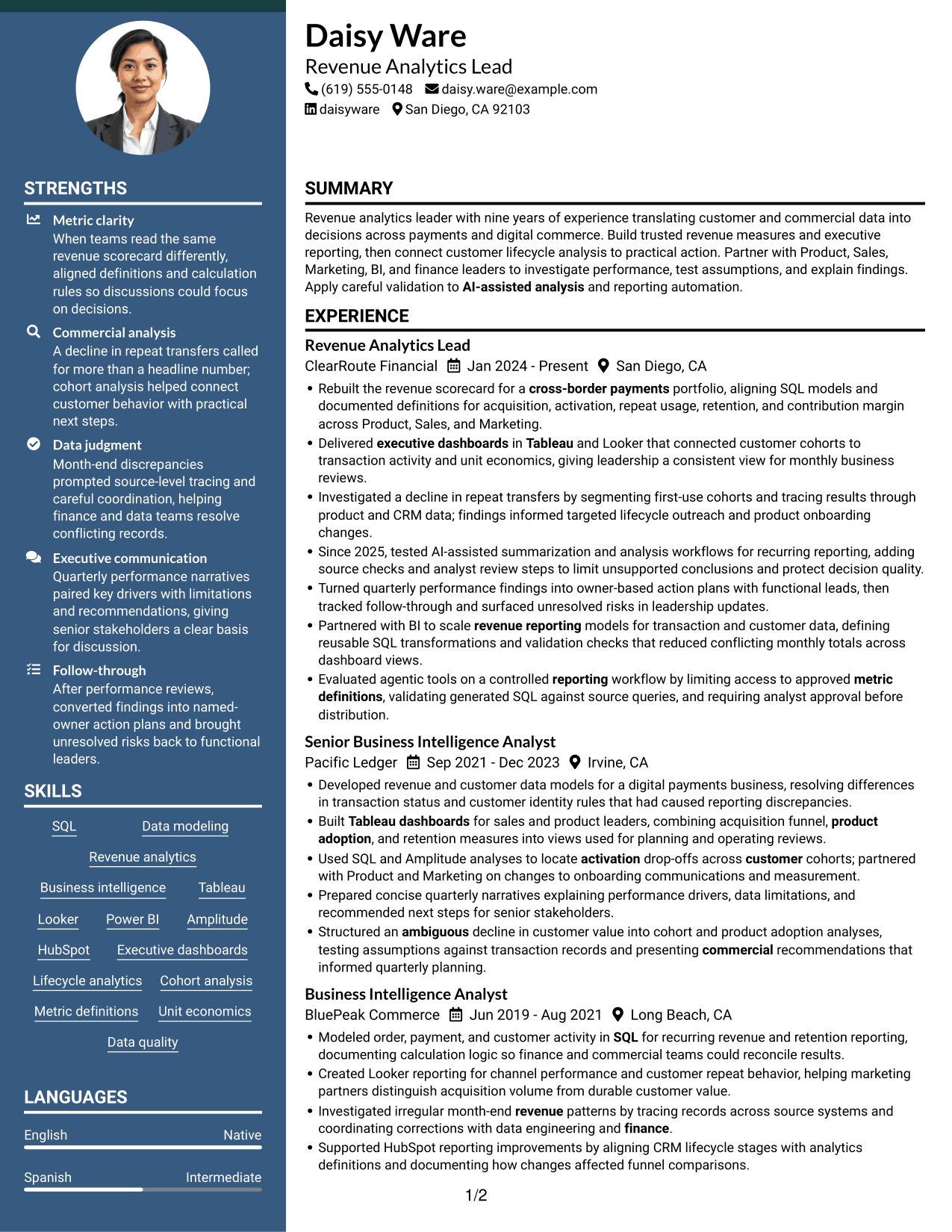 Resume example — page 1