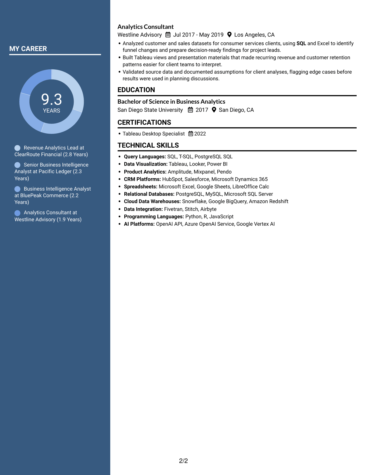 Resume example — page 2