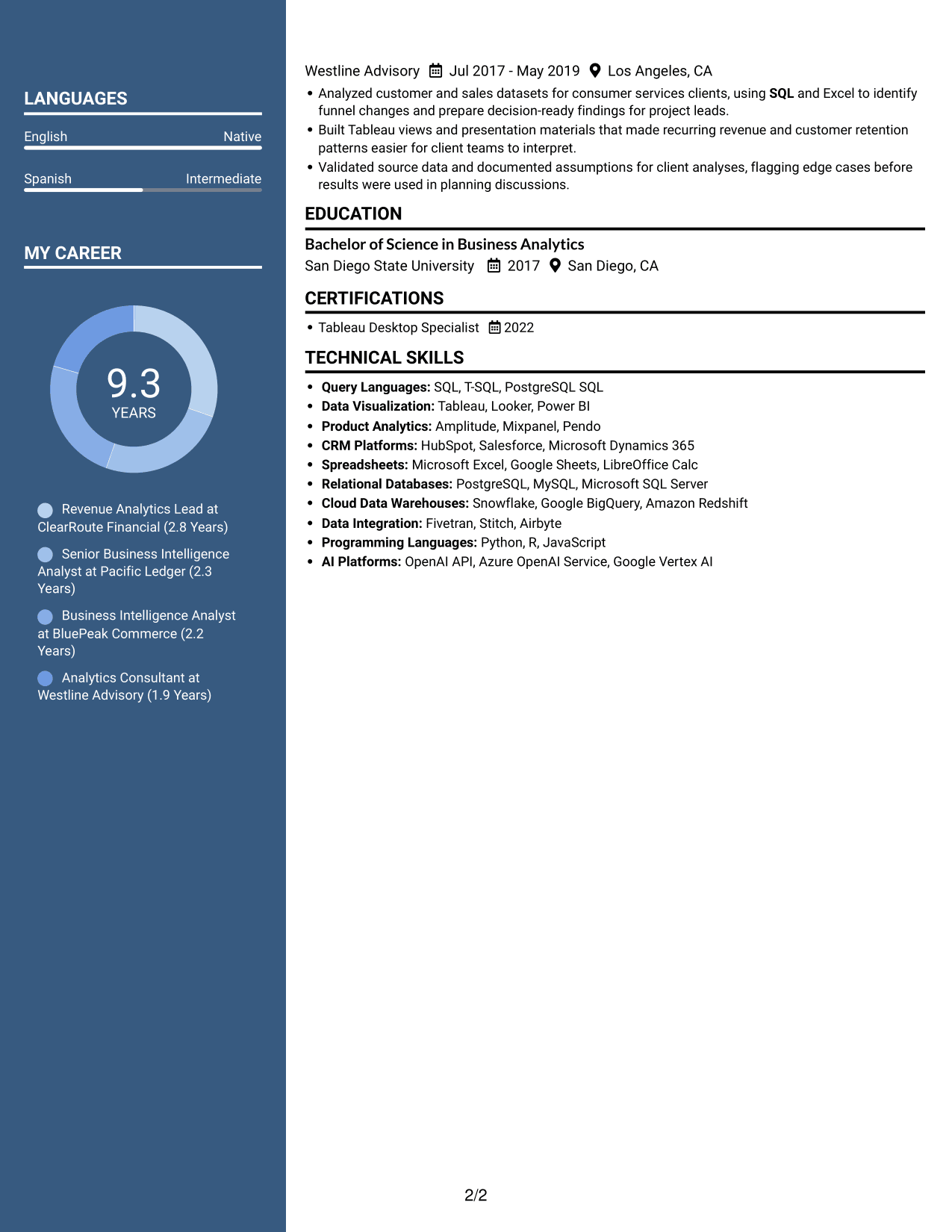 Resume example — page 2