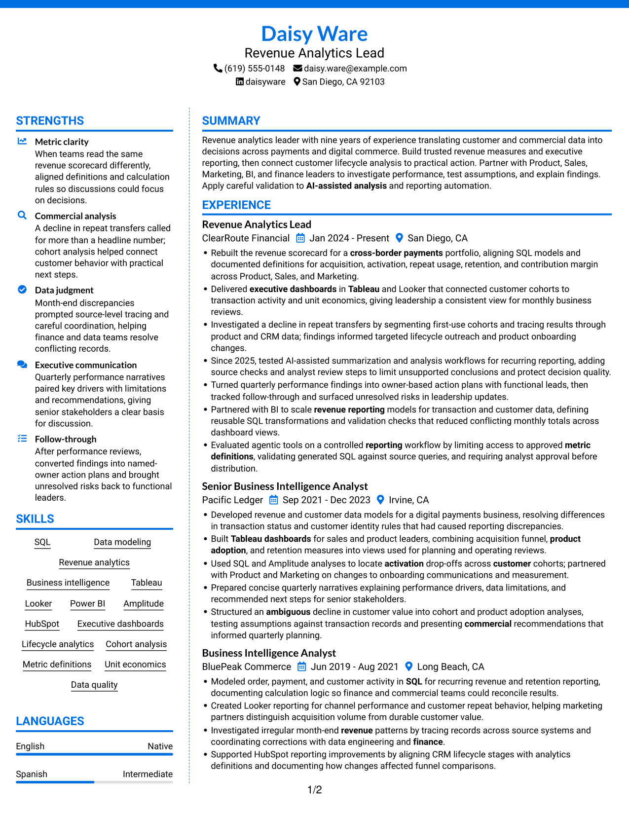 Resume example — page 1