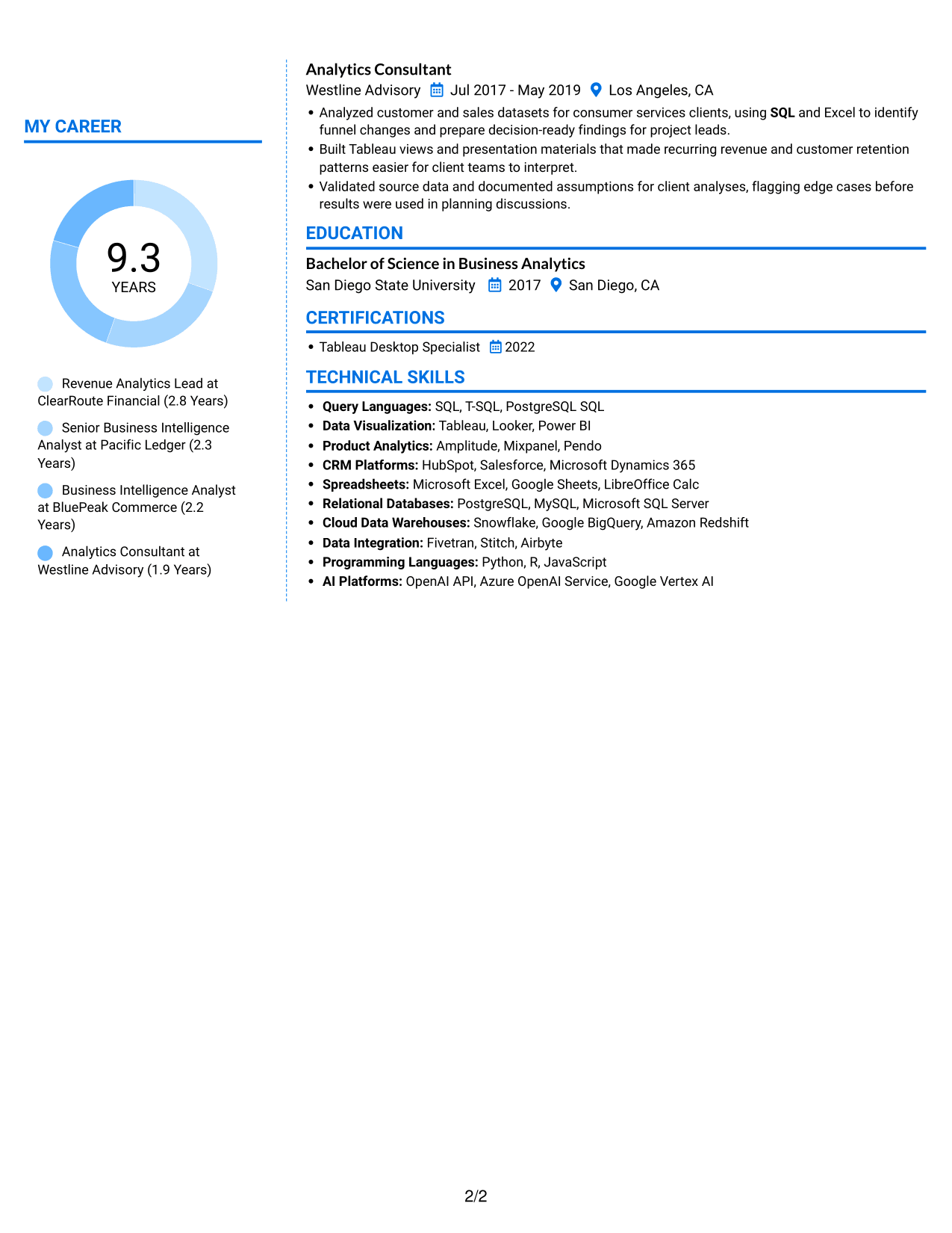 Resume example — page 2