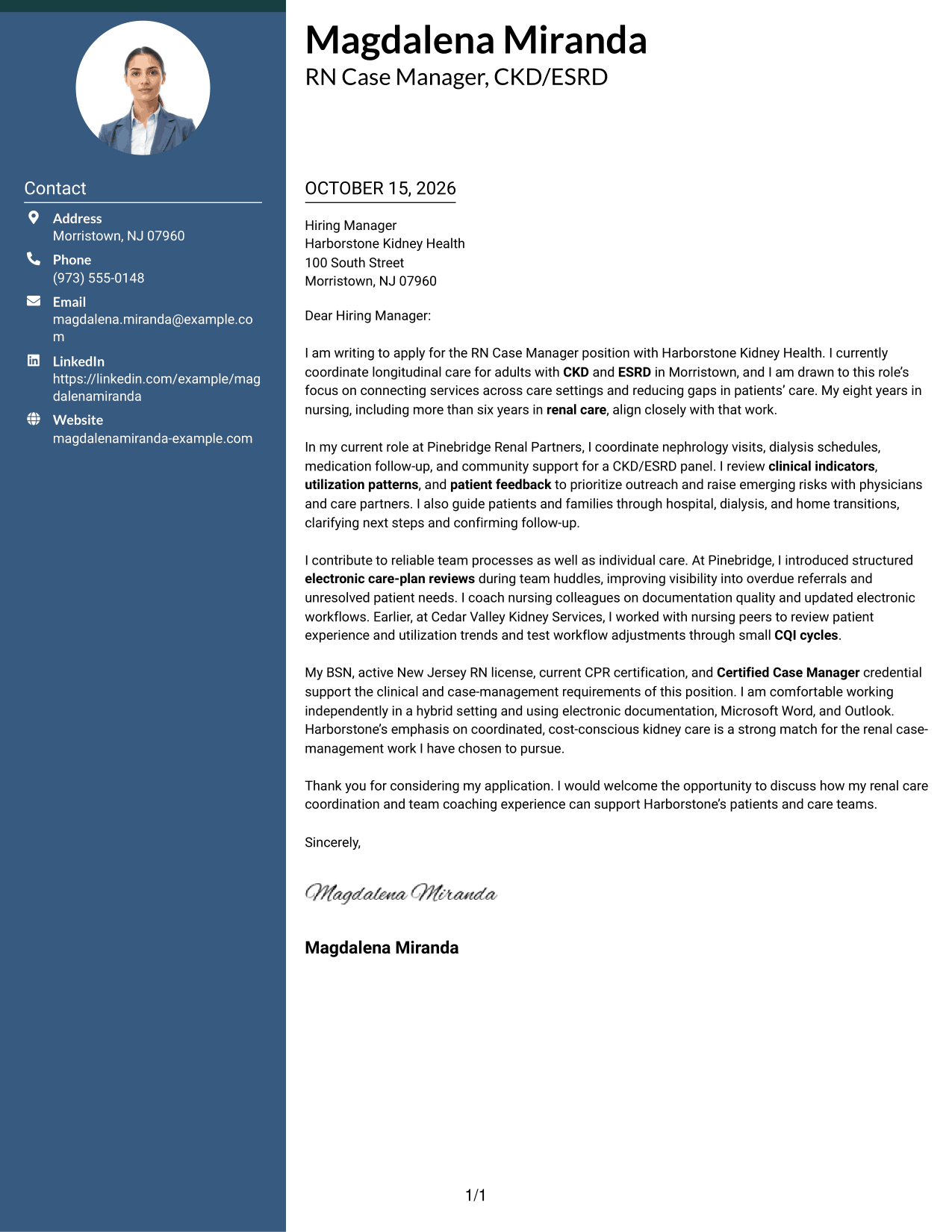 Cover letter example — page 1