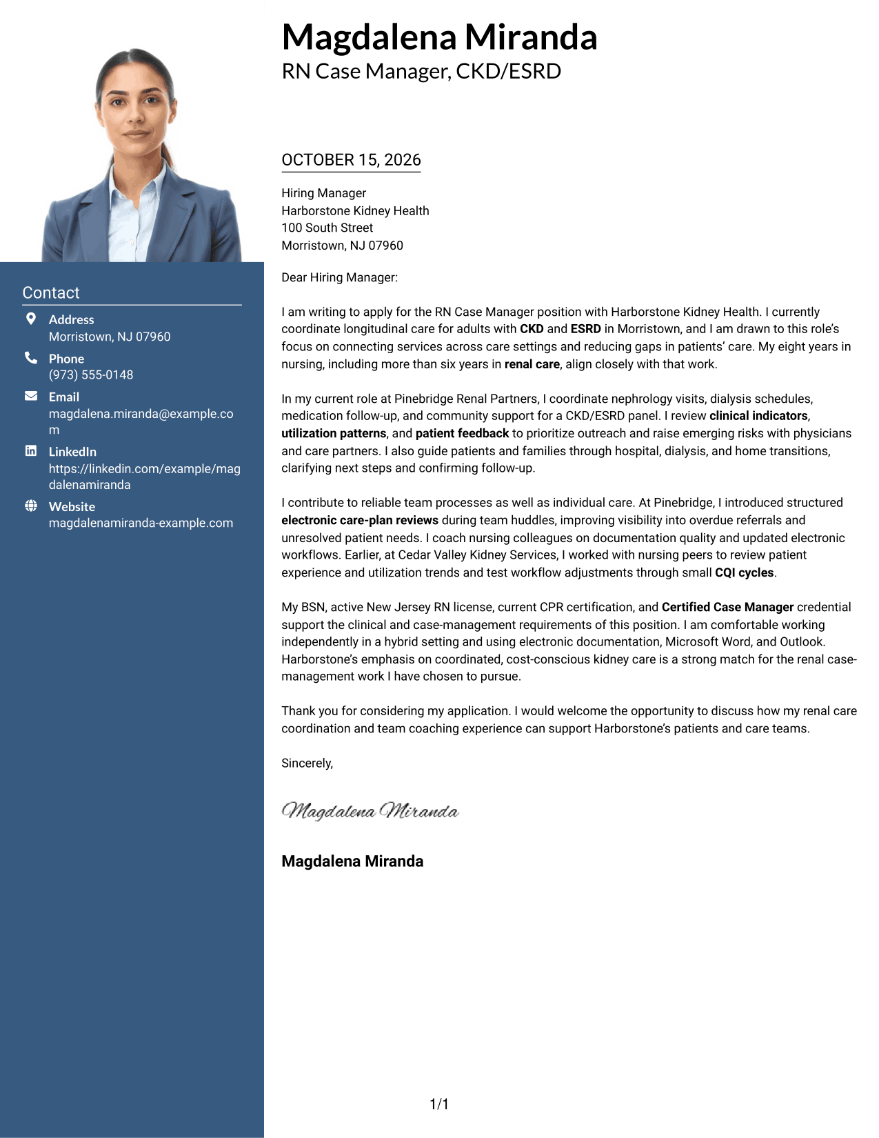 Cover letter example — page 1