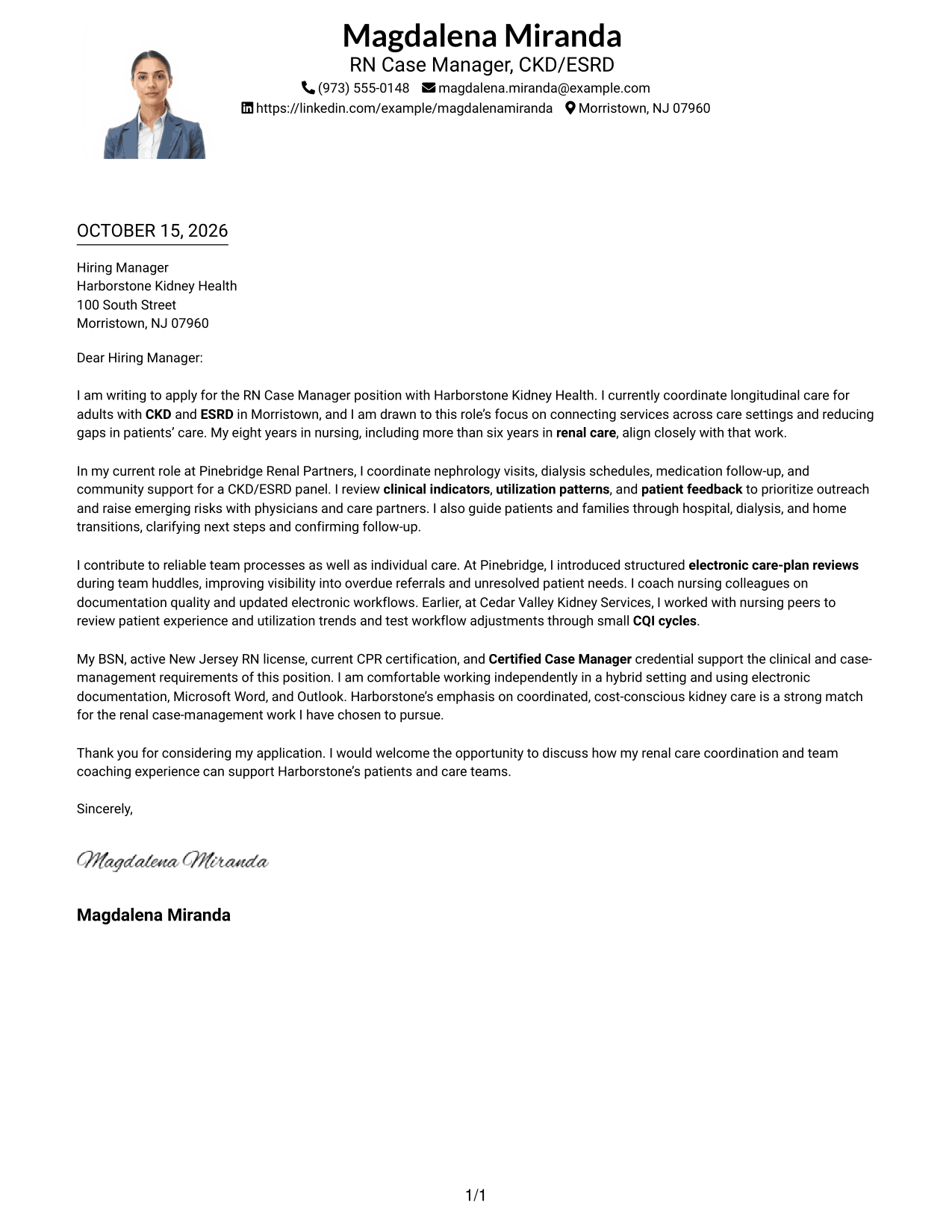 Cover letter example — page 1