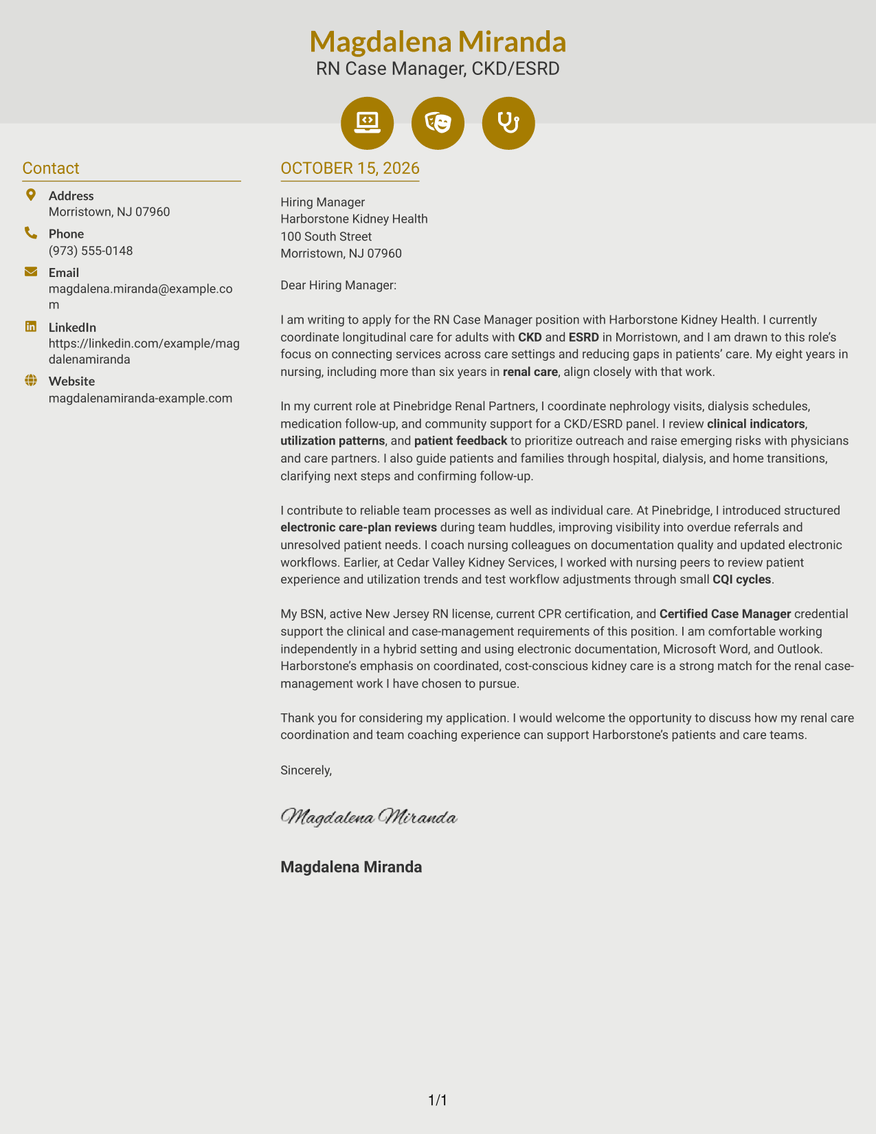 Cover letter example — page 1