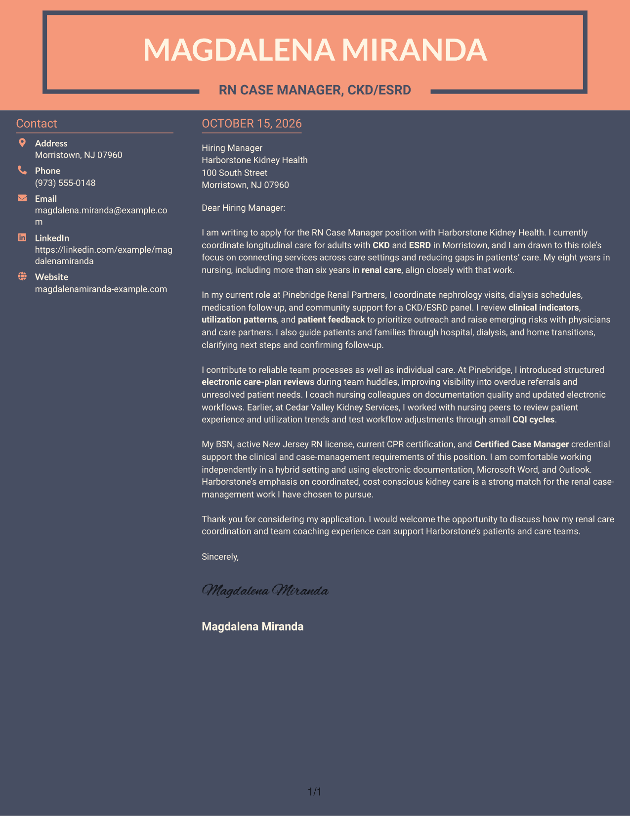 Cover letter example — page 1