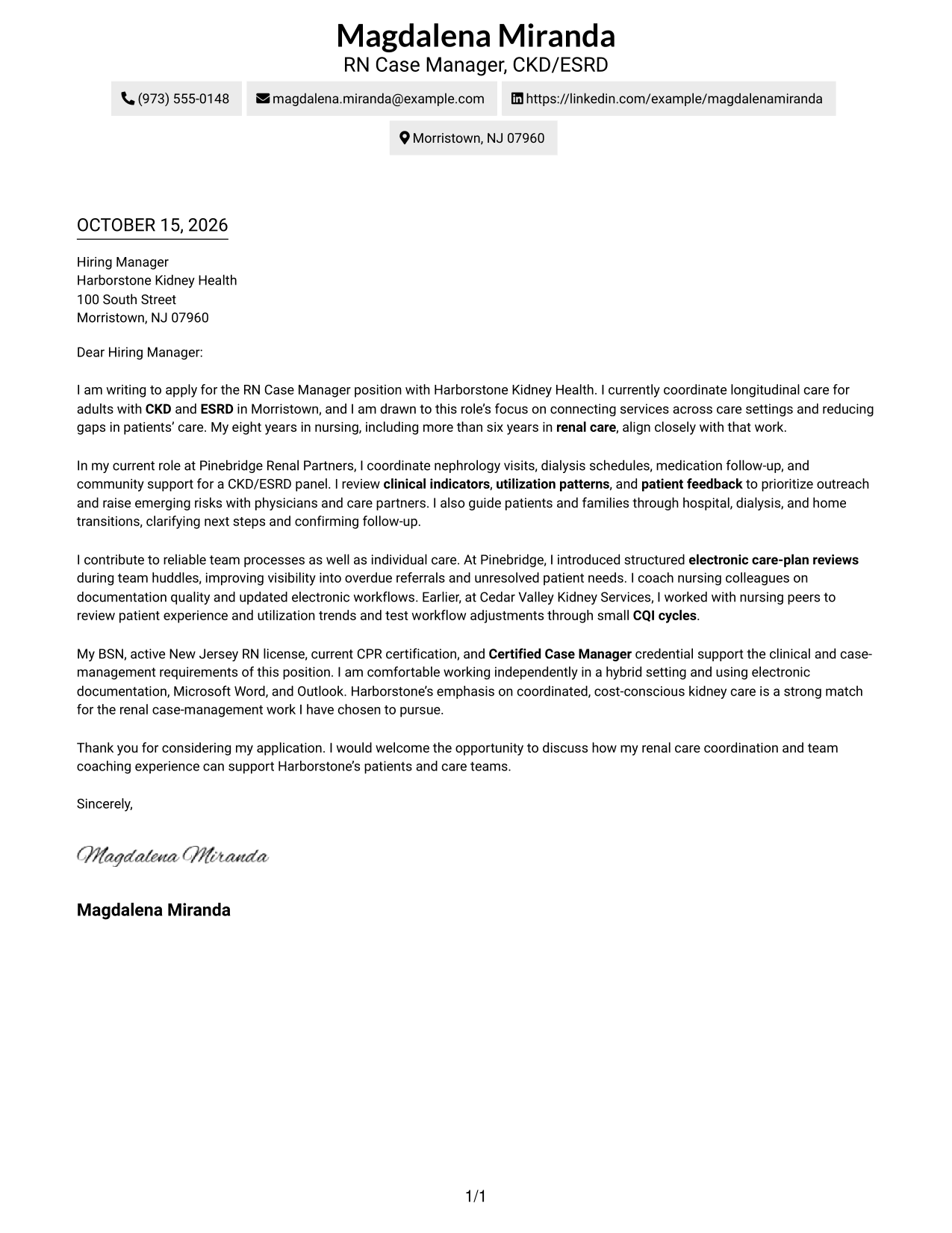 Cover letter example — page 1
