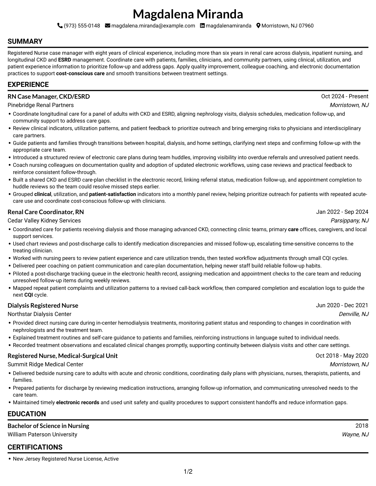 Resume example — page 1