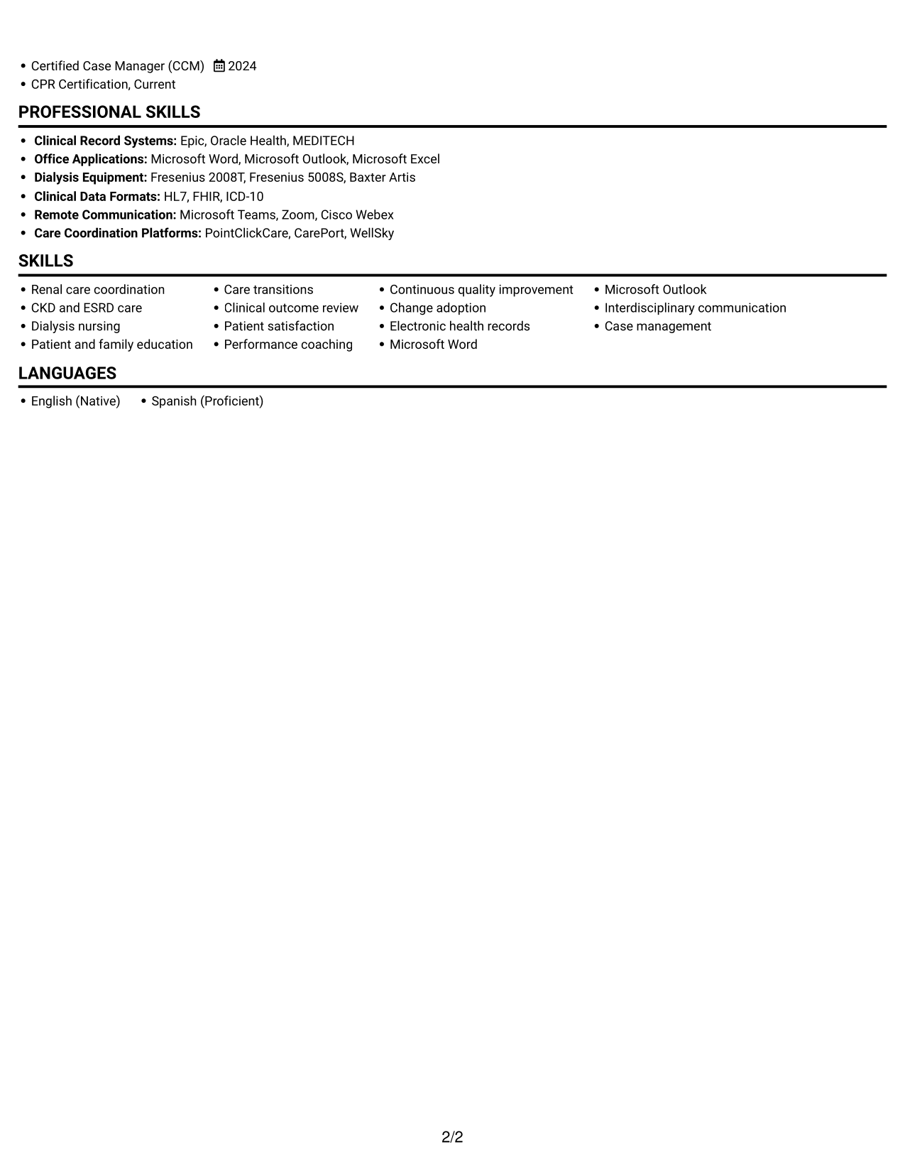 Resume example — page 2