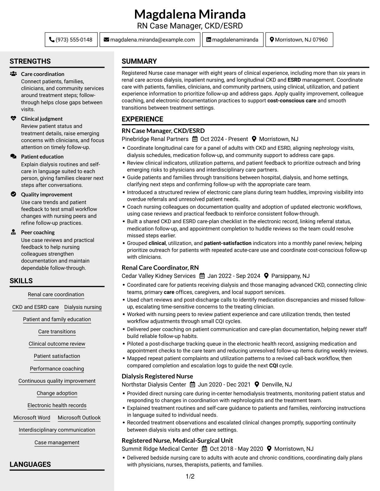 Resume example — page 1