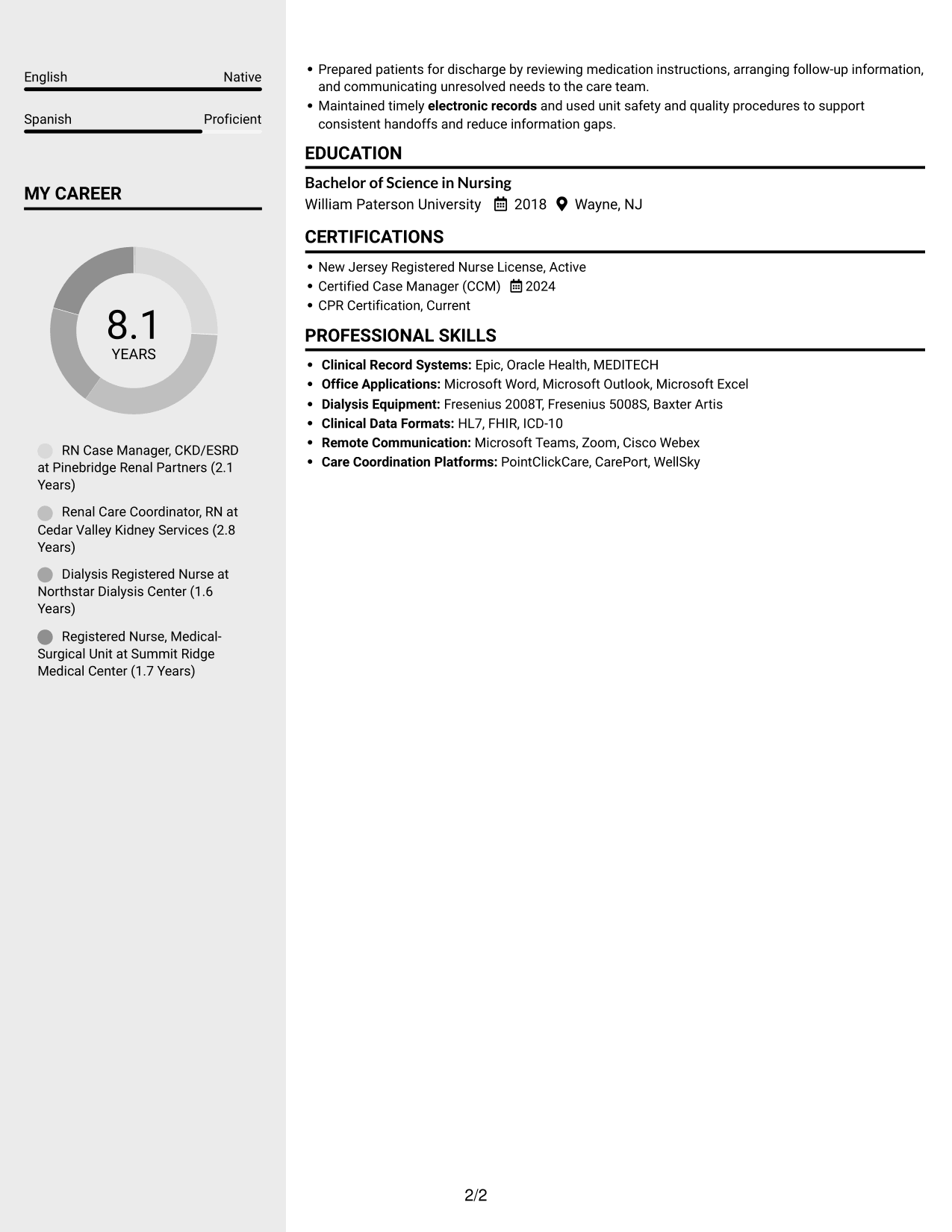 Resume example — page 2