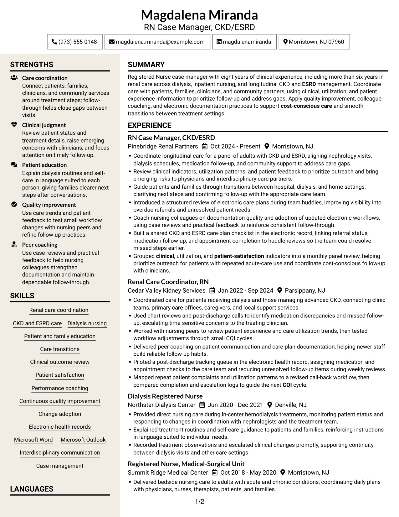 Resume example — page 1