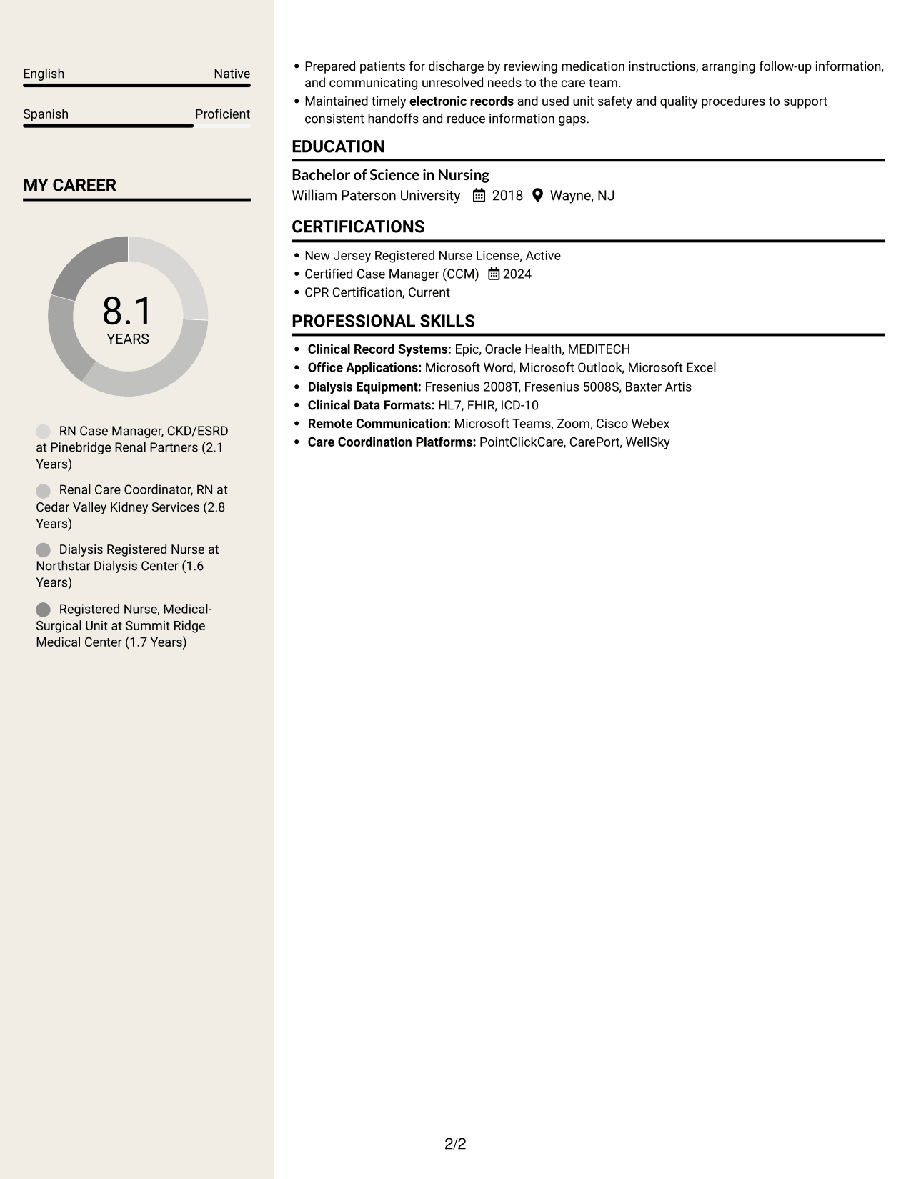 Resume example — page 2