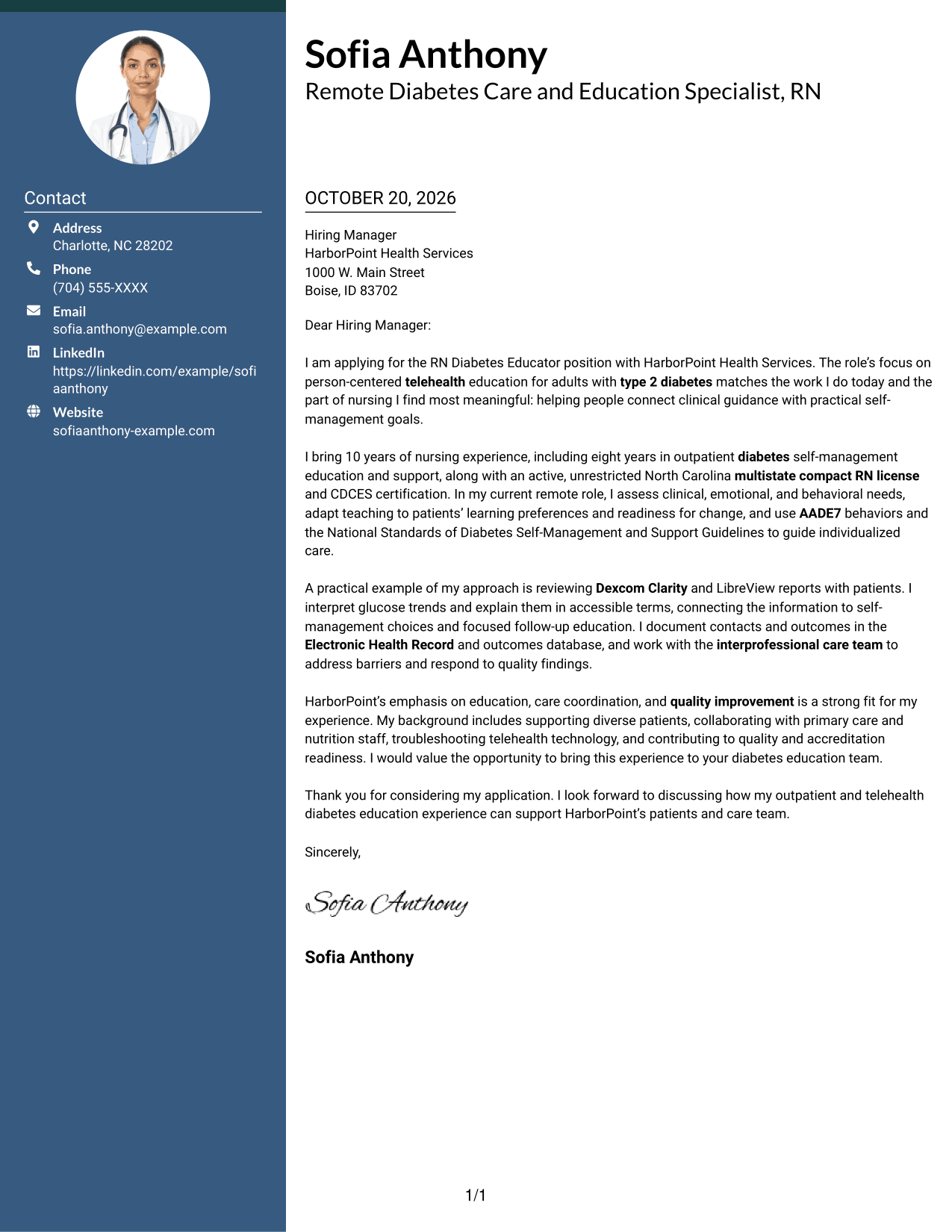 Cover letter example — page 1