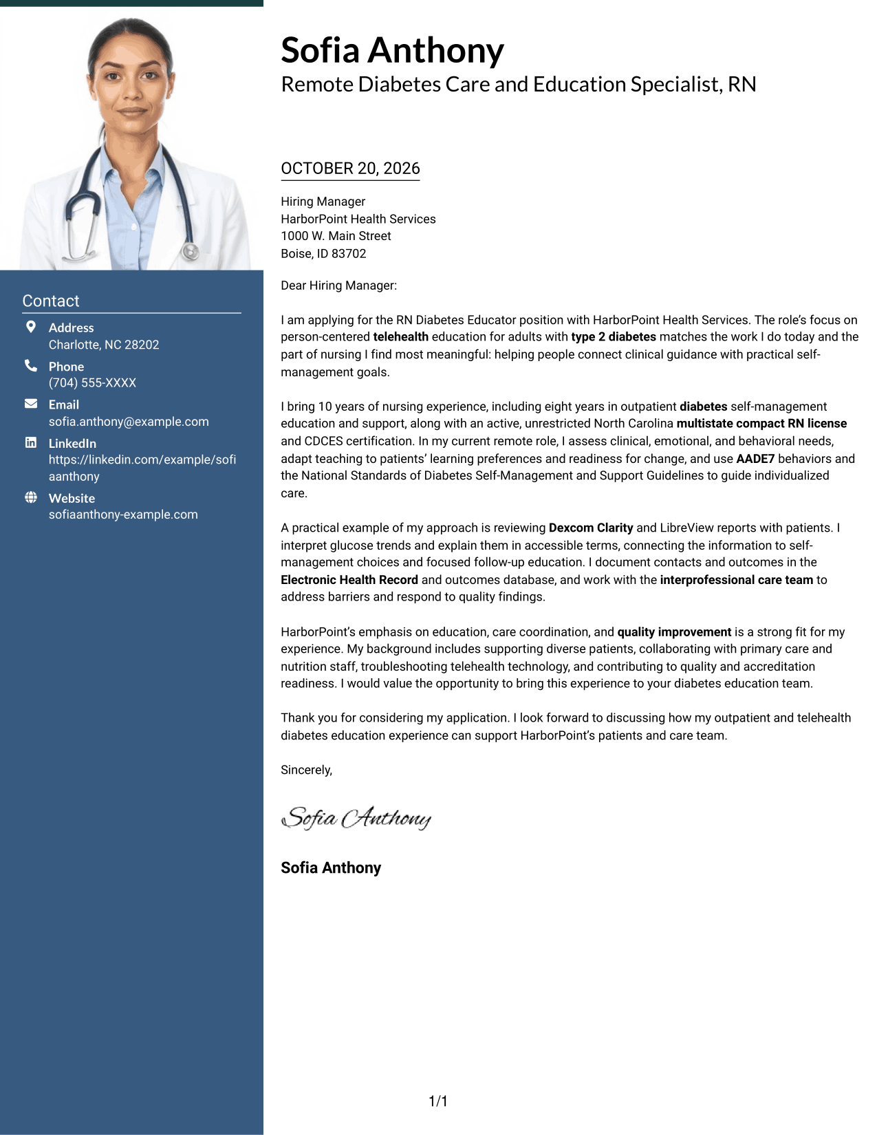 Cover letter example — page 1