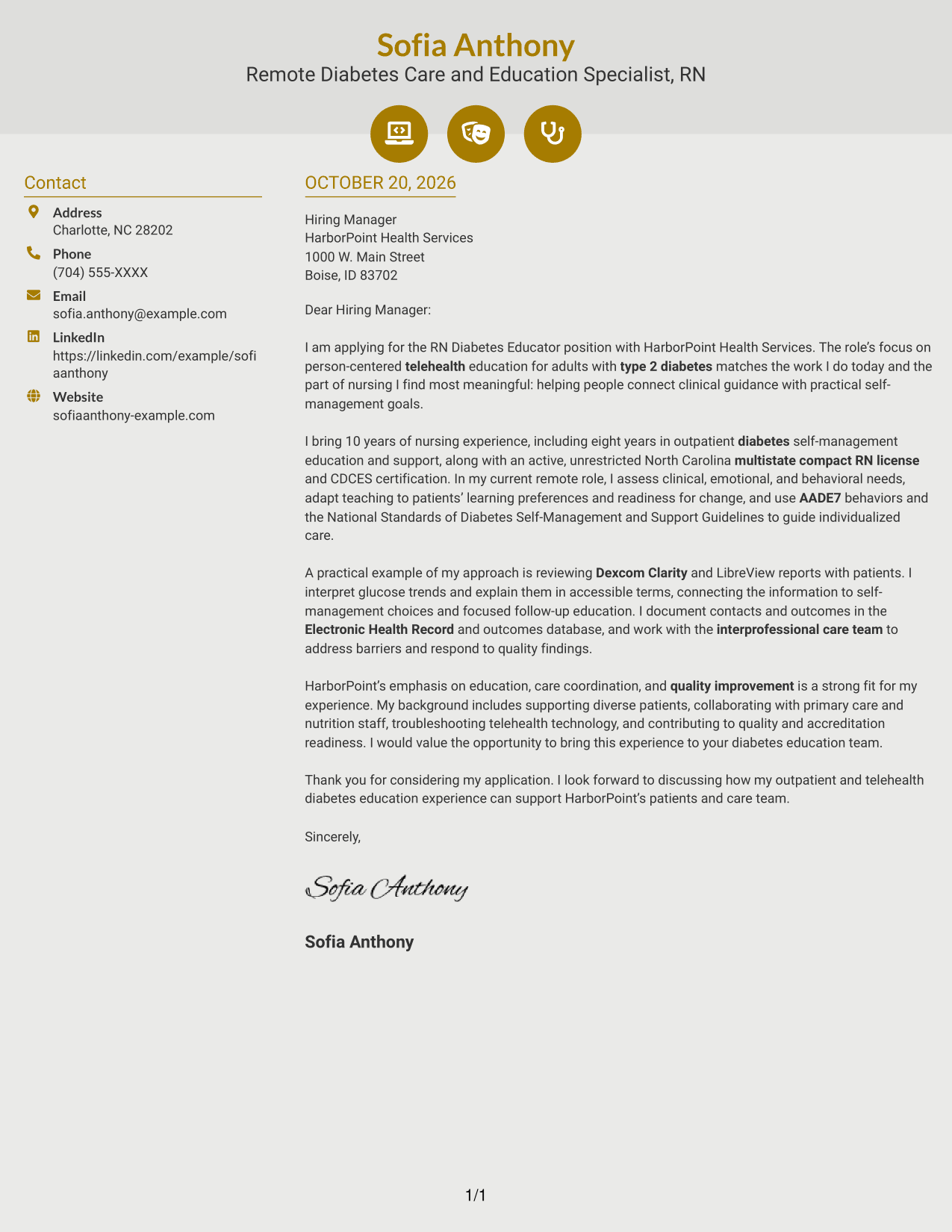 Cover letter example — page 1