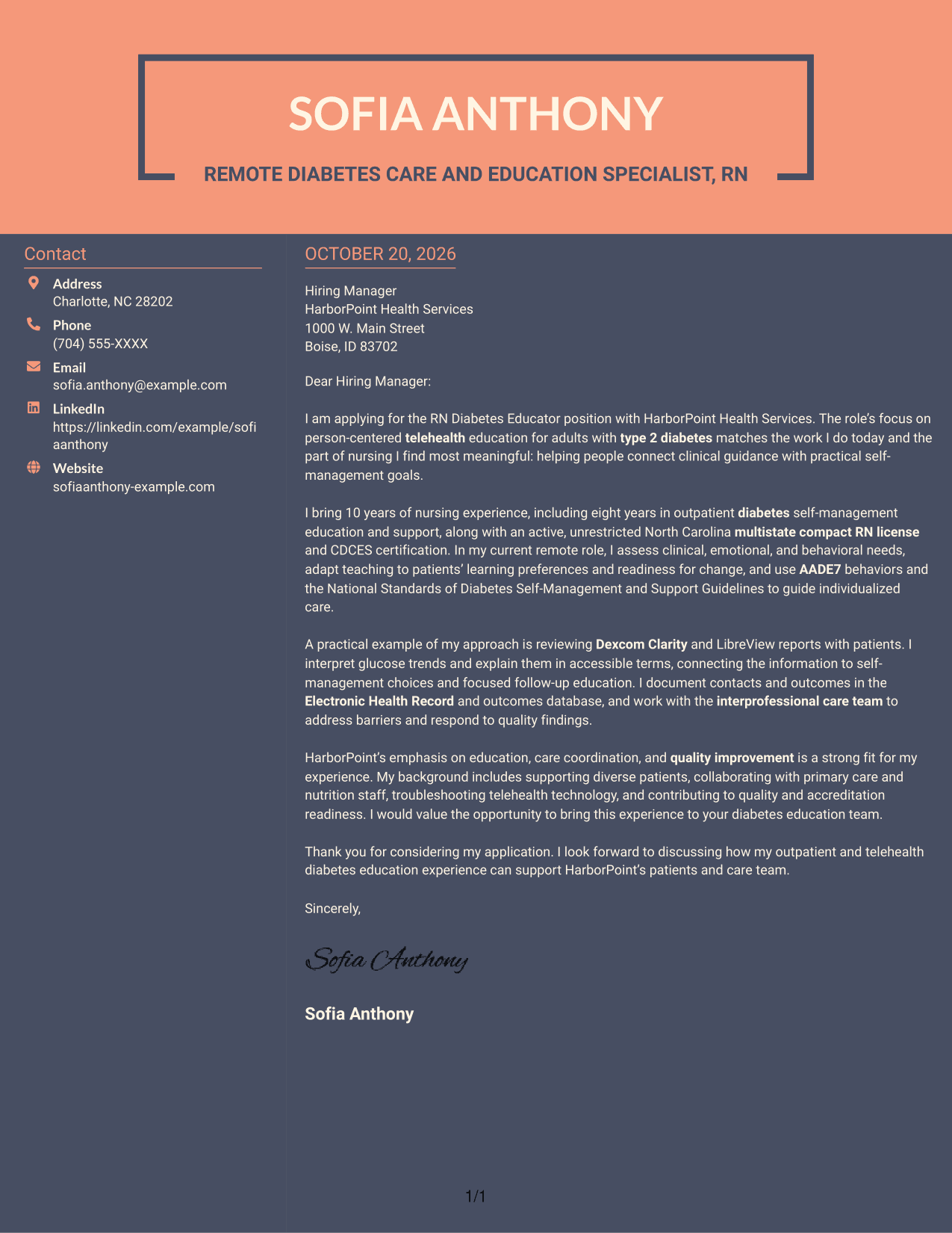 Cover letter example — page 1
